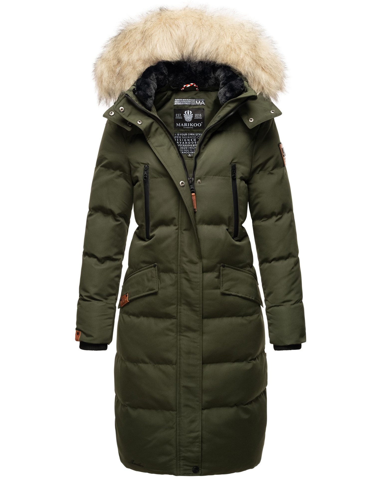 Marikoo Schneejacke Marikoo Schneesternchen Damen Winter Steppjacke B890 langer Parka mit abnehmbarer Kapuze