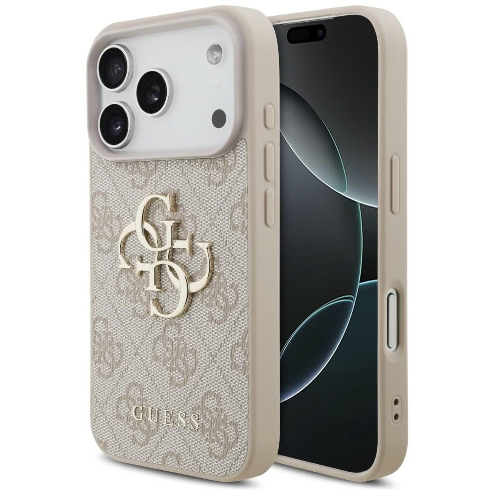 Guess Handyhülle iPhone 18 Pro Schutzhülle Kunstleder Case Big Logo Metall 6,3 Zoll, Kantenschutz