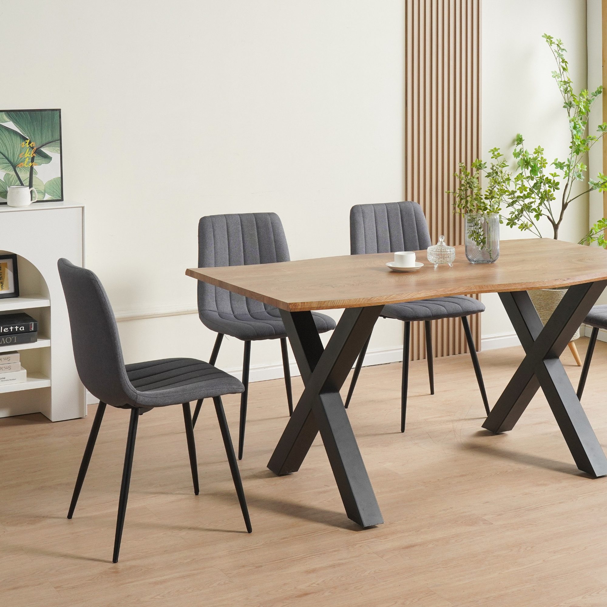 Albatros International Esszimmerstuhl Esszimmer Stühle 4 er Set GARDA, Stuhl Stühle Esszimmerstühle, Küche (4er Set, Anthrazit, Stoff Bezug), Küchenstuhl Küchen – Bild 4 von 5