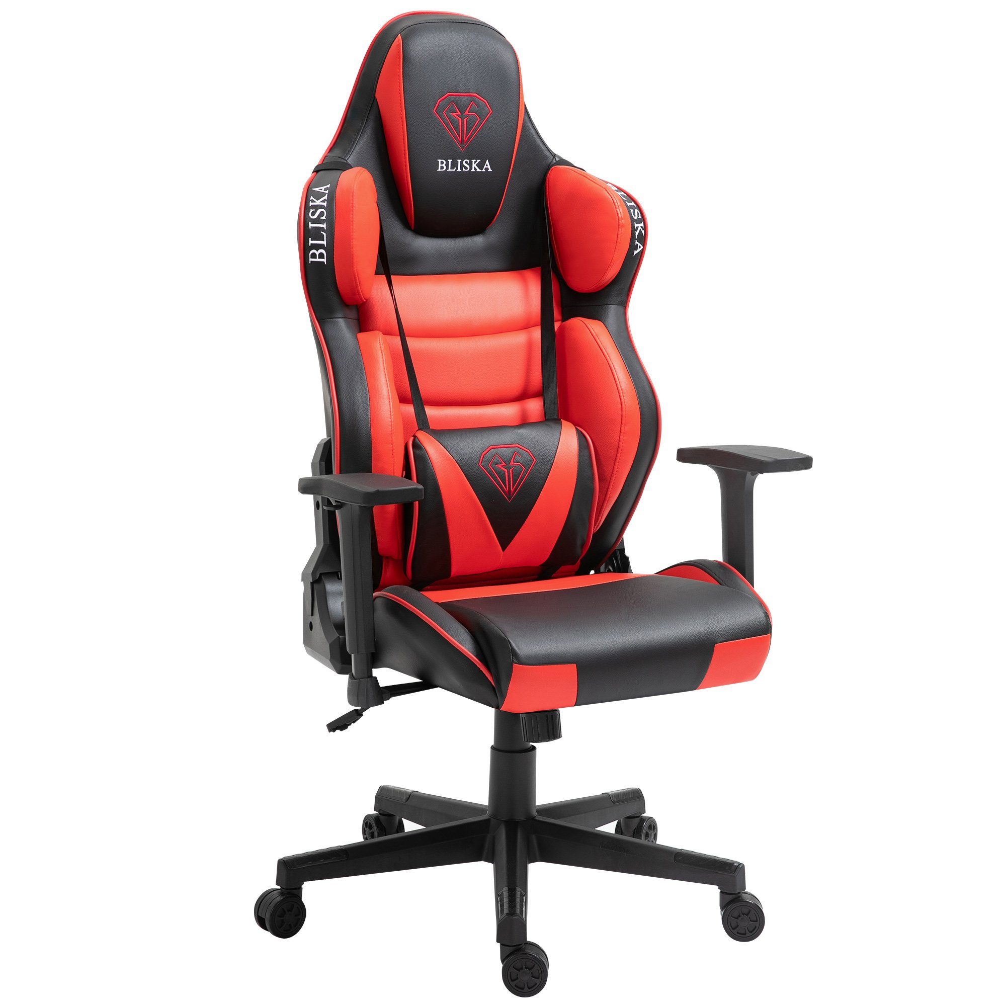 Bürostuhl Racing-Design im Fußstütze mit Stuhl Gaming flexiblen TRISENS / Schwarz ohne 4D-Armlehnen Chefsessel Odysseus Rot (1 Stück),