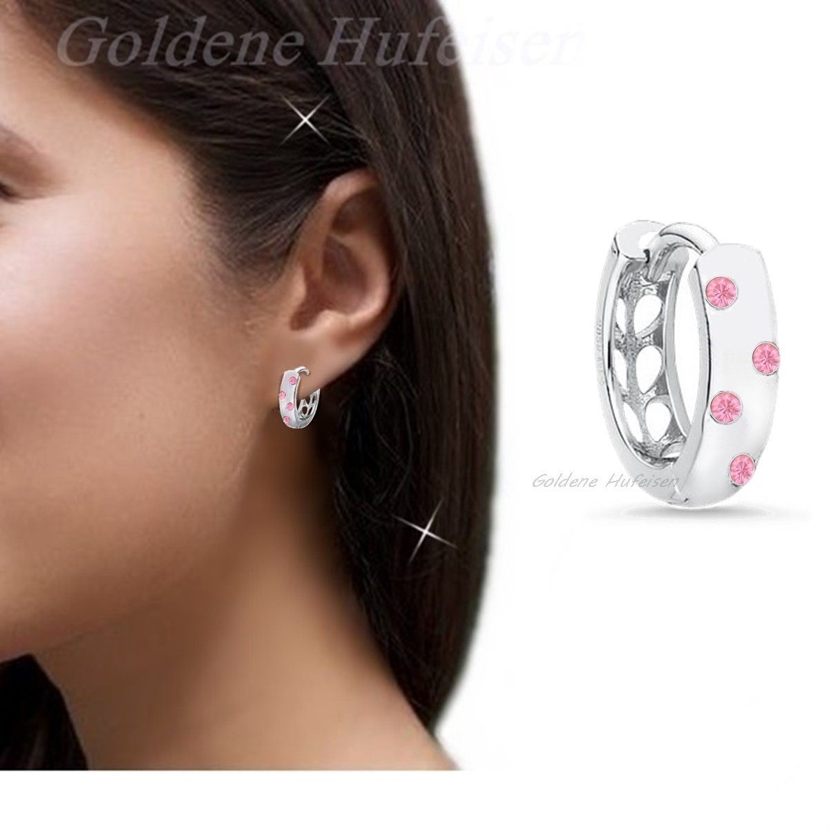 Goldene Hufeisen Klappcreolen Mini Rosa Zirkonia günstig online kaufen