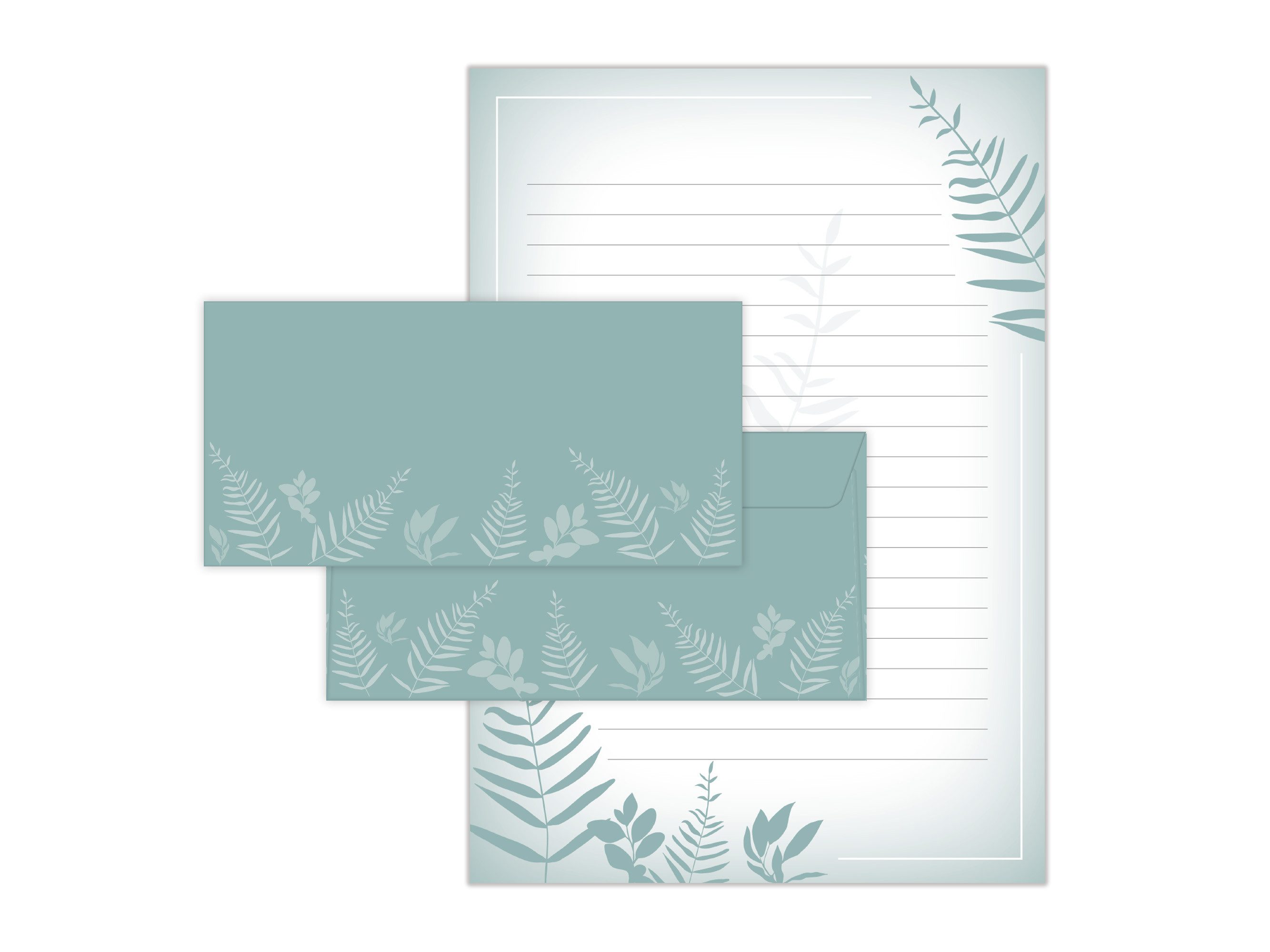 Briefpapier Set Briefblock A4 (Umschläge) Notizblock Papier Eukalyptus Motivpapier