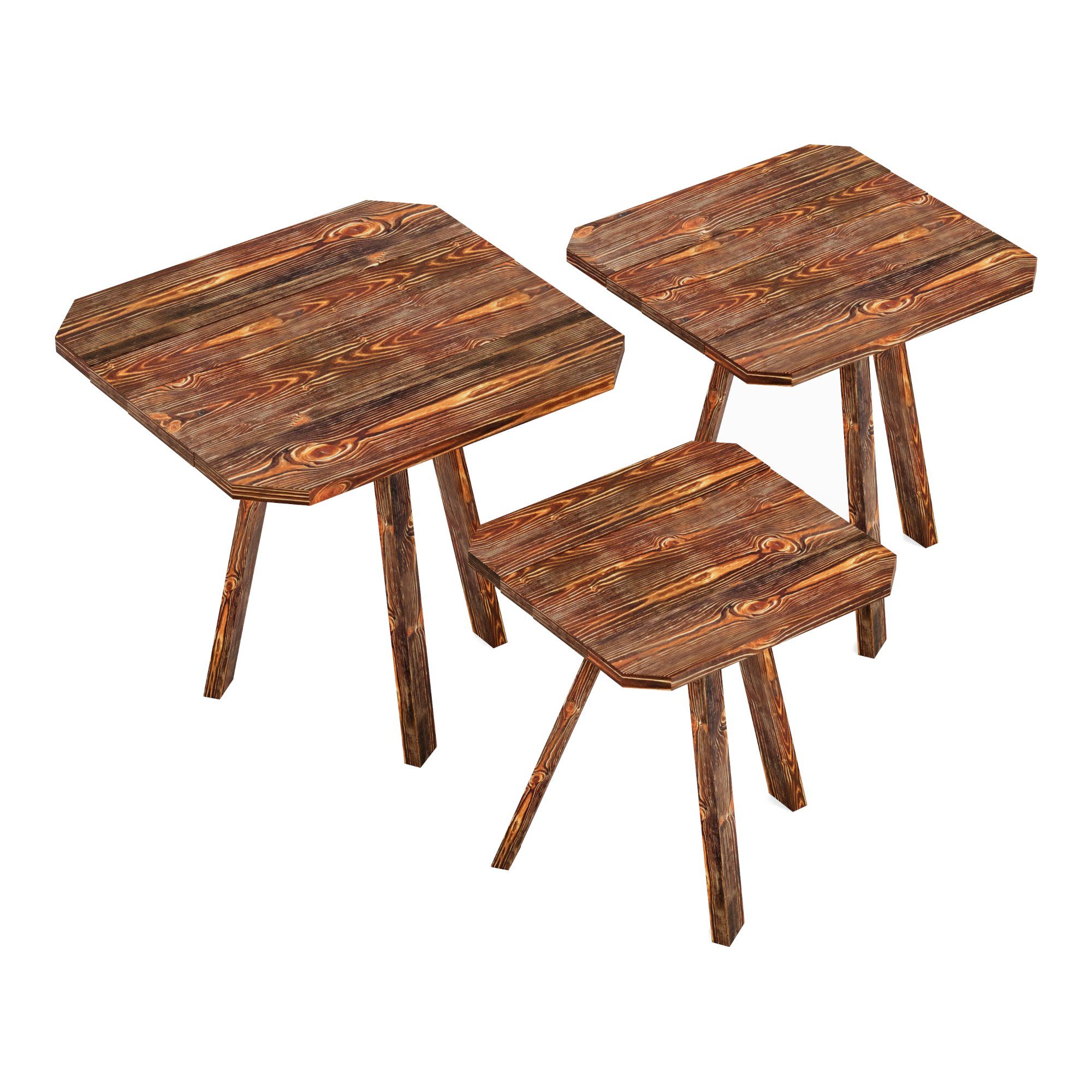 Holzton quadratisch Dunkler Set »Masku« Satztisch, 3er Holz en.casa