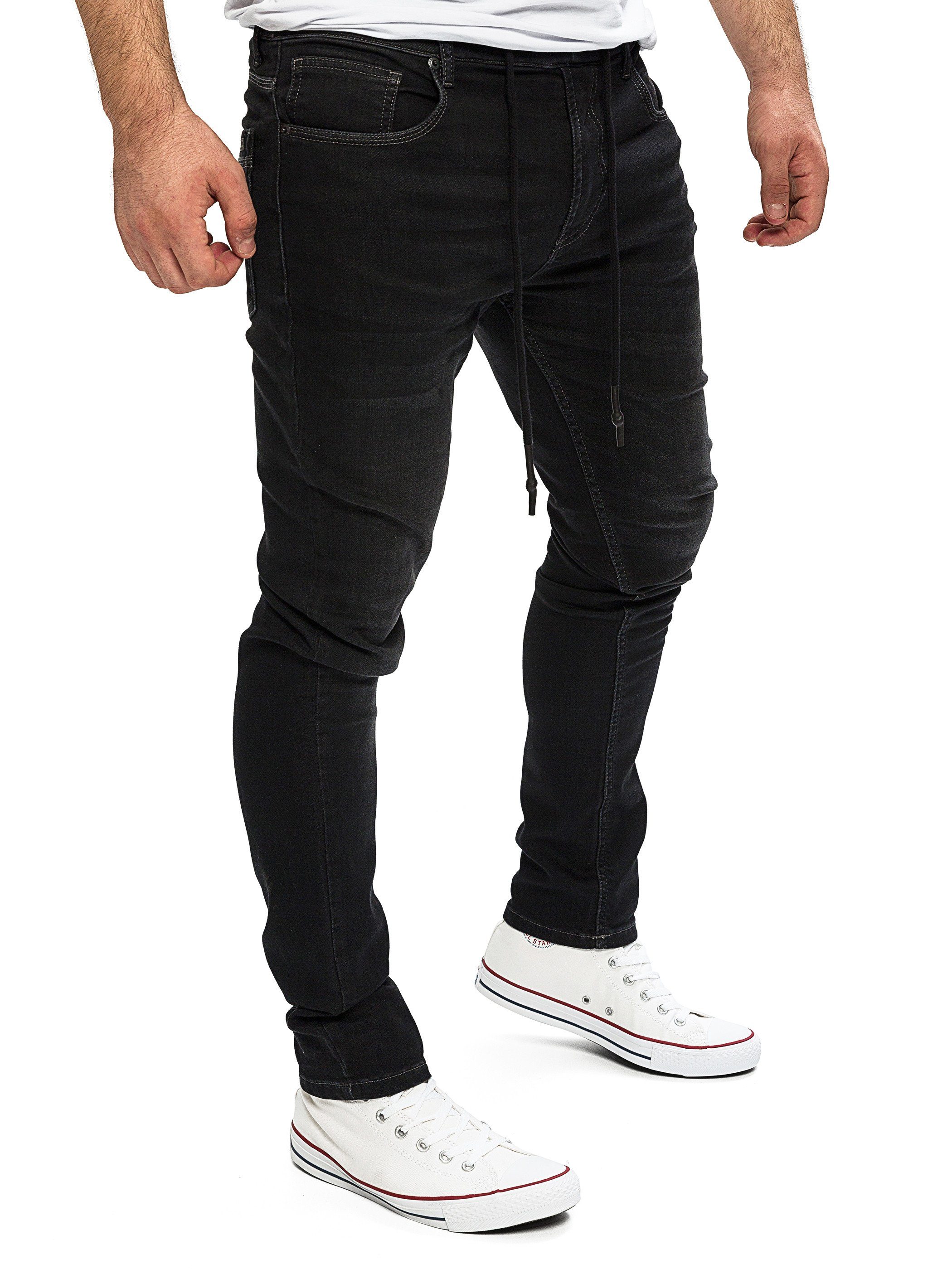 Yazubi Slim-fit-Jeans Herren Sweathose in Jeansoptik Erik Schmale Jeans, mit Stretch-Anteil Schwarz (Black Meteorite 194008)