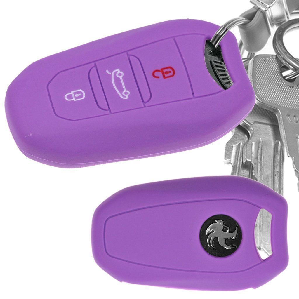 mt-key Schlüsseltasche Autoschlüssel Softcase Silikon Schutzhülle Lila, für Citroen C4 DS4 DS6 DS5 DS7 Peugeot 208 508 2008 4008 KEYLESS