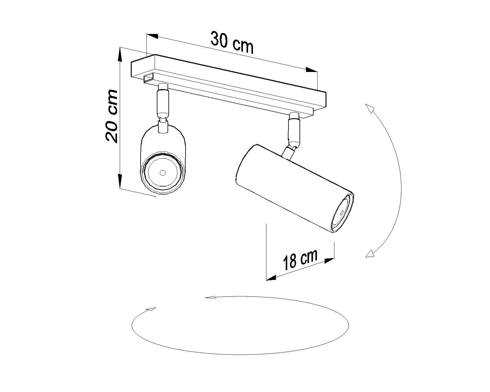 Licht-Erlebnisse Deckenstrahler L:30cm DUCCIA, Schwarz Metall Flur Wohnzimmer 2x Küche GU10 Deckenlampe Leuchtmittel, ohne