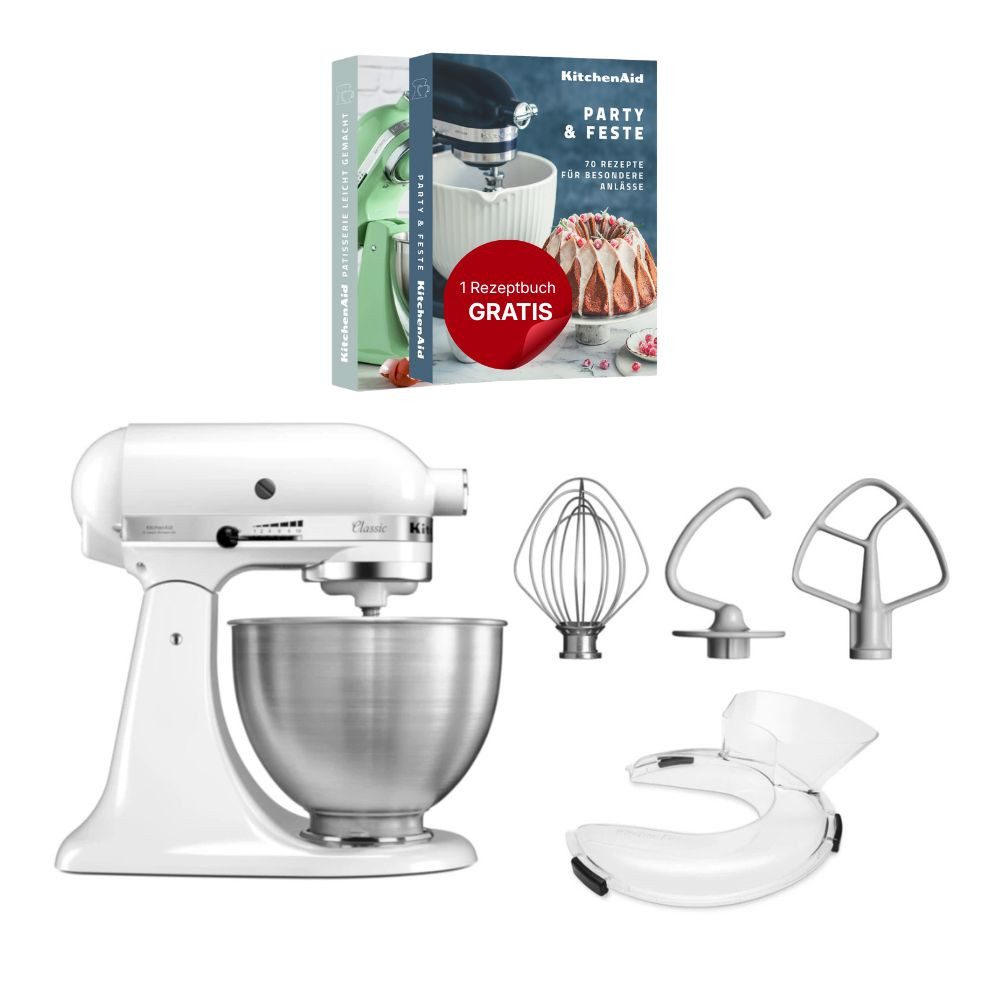 KitchenAid Küchenmaschine KitchenAid 4,3 L 5K45SS Classic Küchenmaschine Set 1 + Spritzschutz