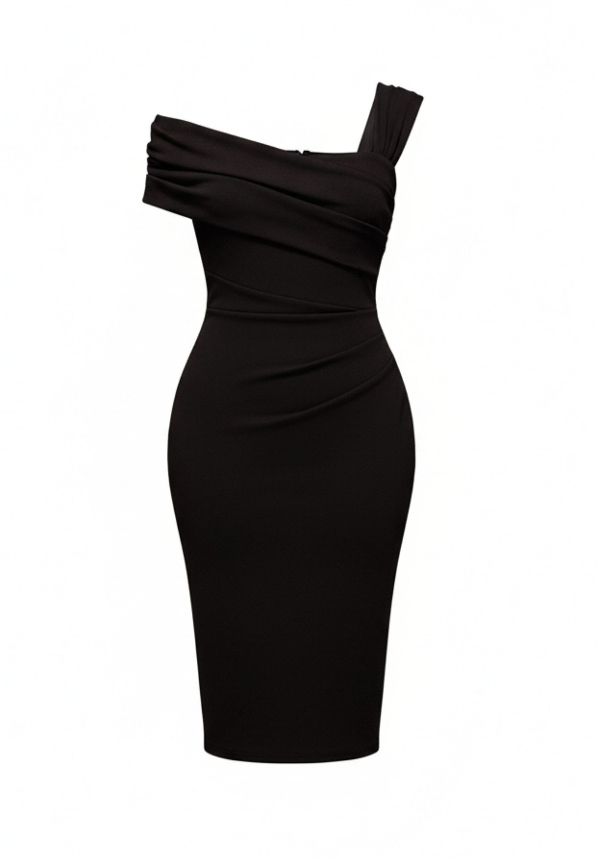 Goddiva Midikleid Scuba Crepe Pleated Drop Shoulder Midi Dress Knielang, Bo günstig online kaufen