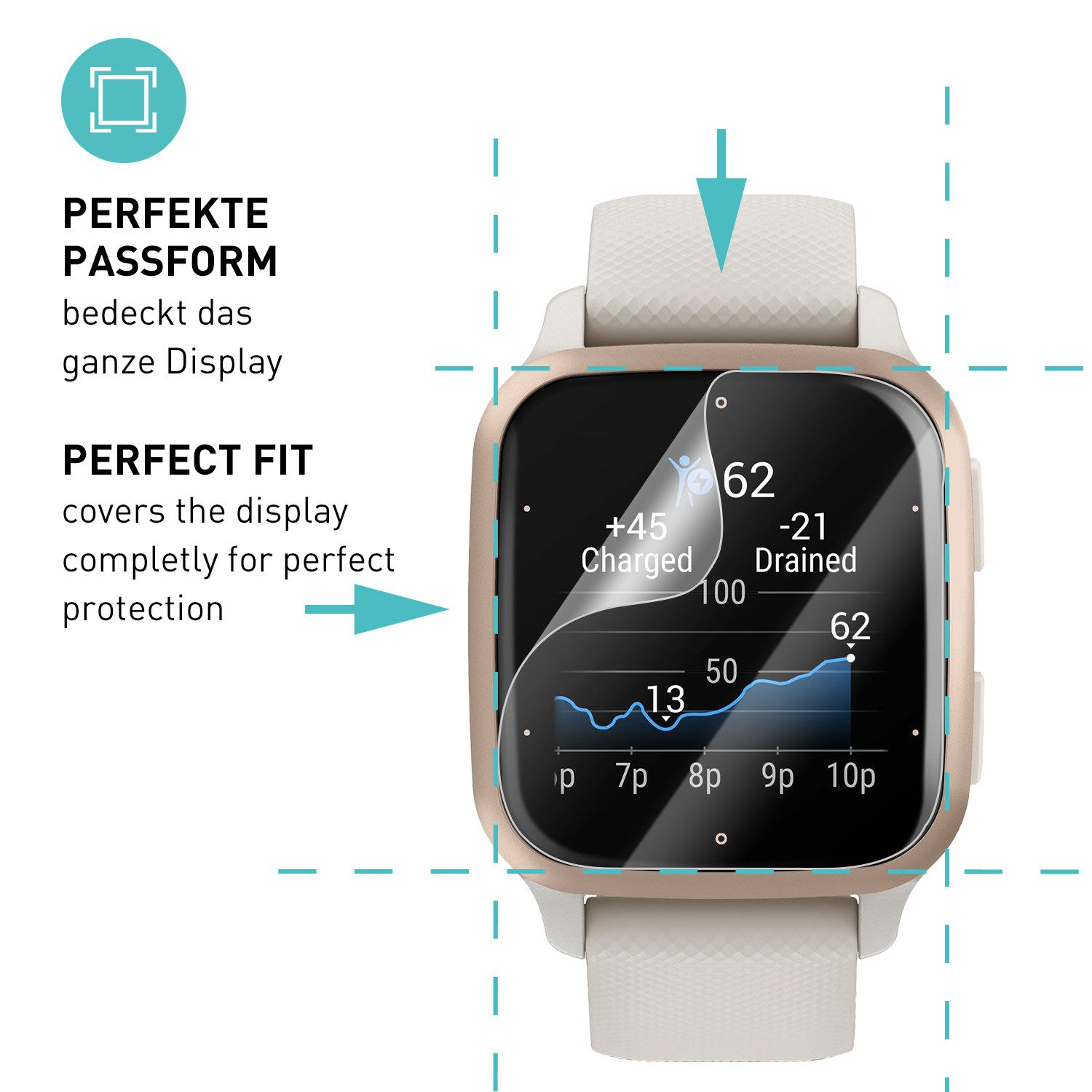 smartect Displayschutzfolie TPU Schutzfolie Klar für Garmin Venu Sq 2 / Sq 2 Music, Set, 3 Stück, Panzerfolie Bildschirm Displayfolie