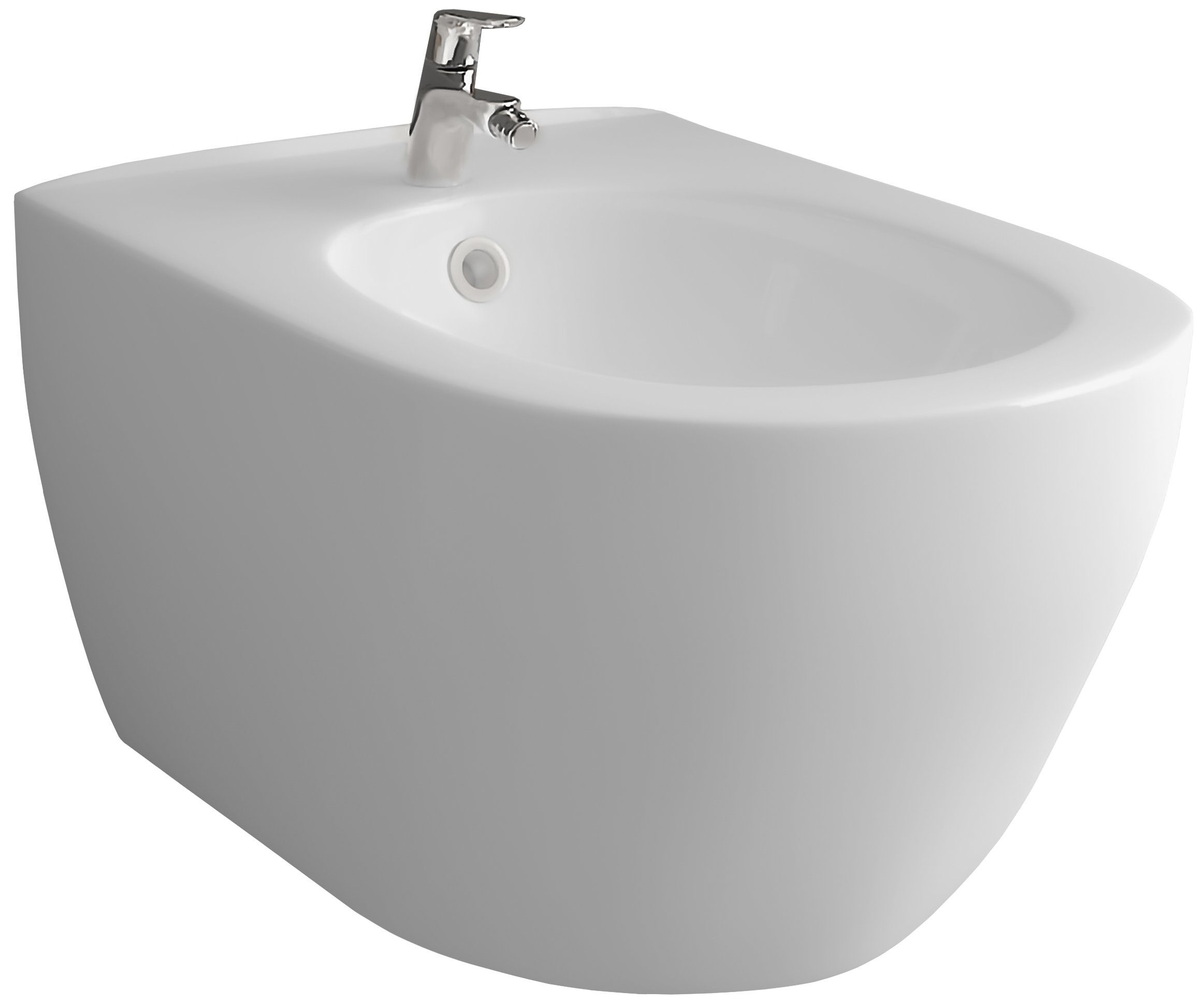 Alpenberger Bidet Hänge Bidet Keramikschüssel für Intimdusche Podusche, Oval, Wandmontage, Waagerecht Abgang, mit Überlauf und Hahnloch, 1 tlg., Wand-Bidet aus Keramik