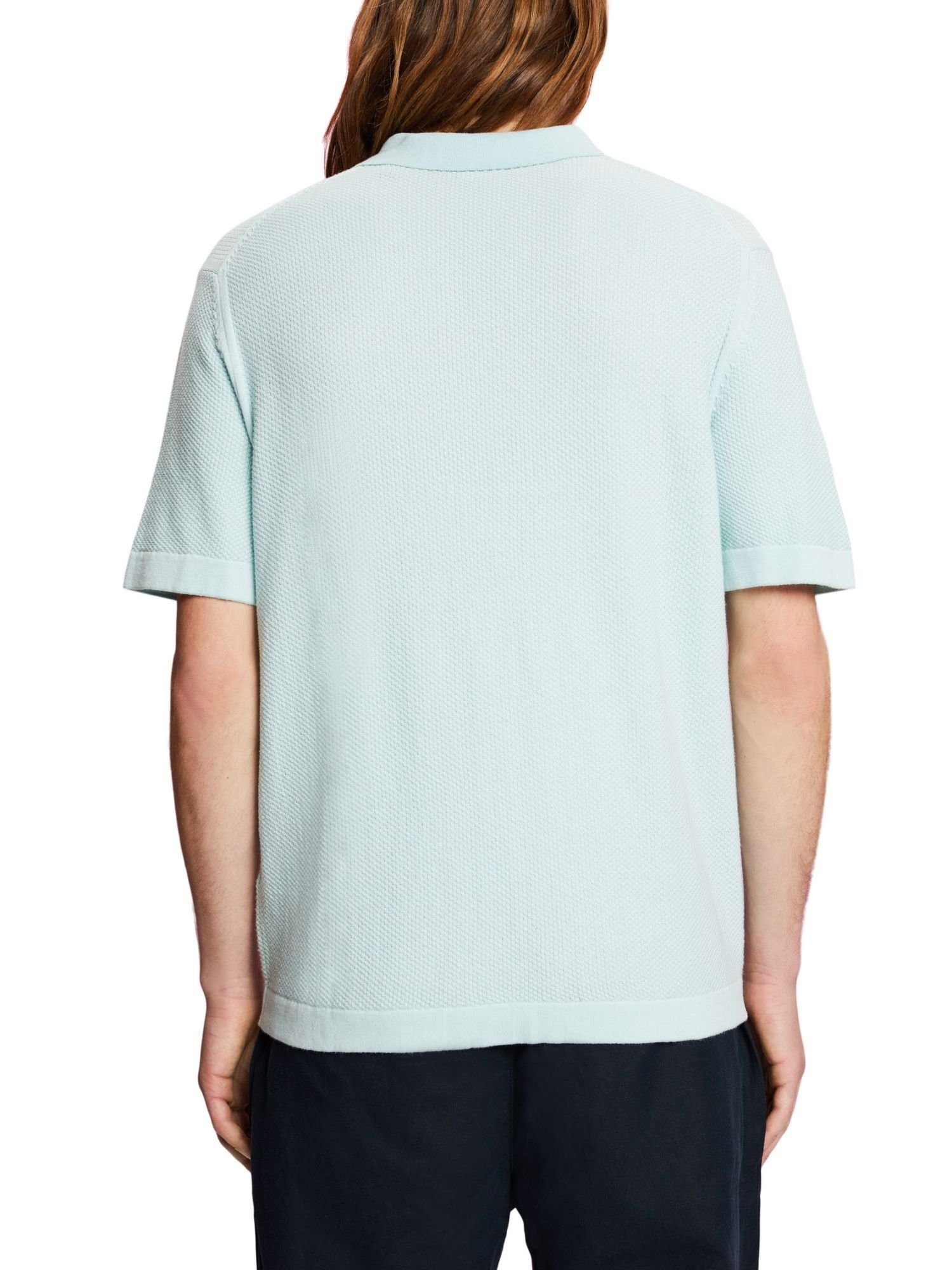 GREEN kurzem Polohemd mit Poloshirt Collection Reißverschluss Esprit LIGHT Strukturiertes AQUA