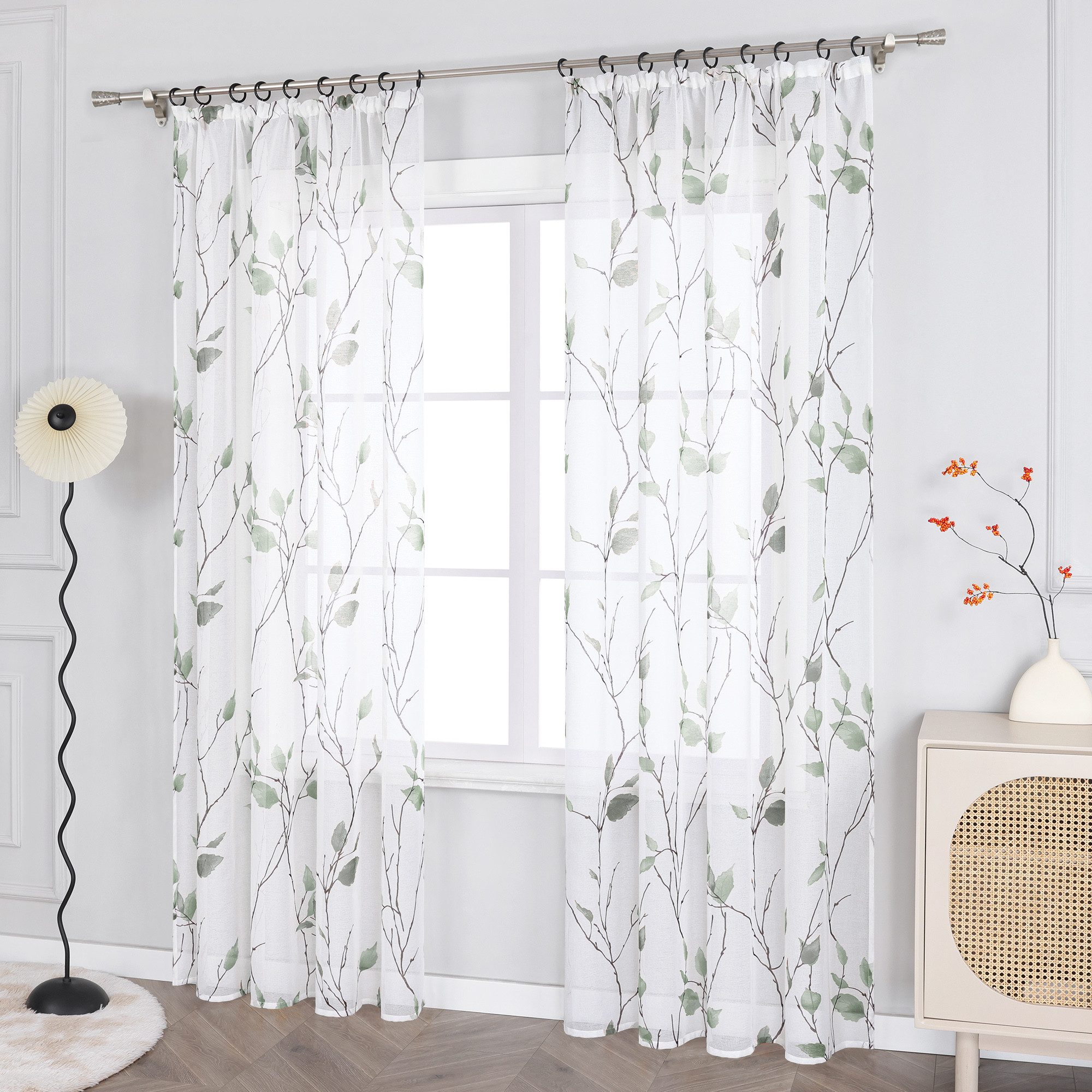 Joyswahl Gardine (1 St), Kräuselband, transparent, Vorhang mit Blätter Must günstig online kaufen