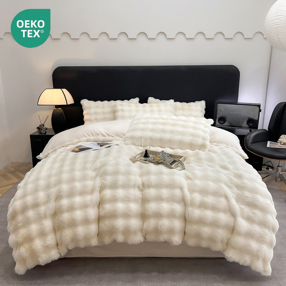 wohnTRAUM24 Bettwäsche Winter Plüsch Bettwäsche 135x200 aus Flauschig Kanin günstig online kaufen