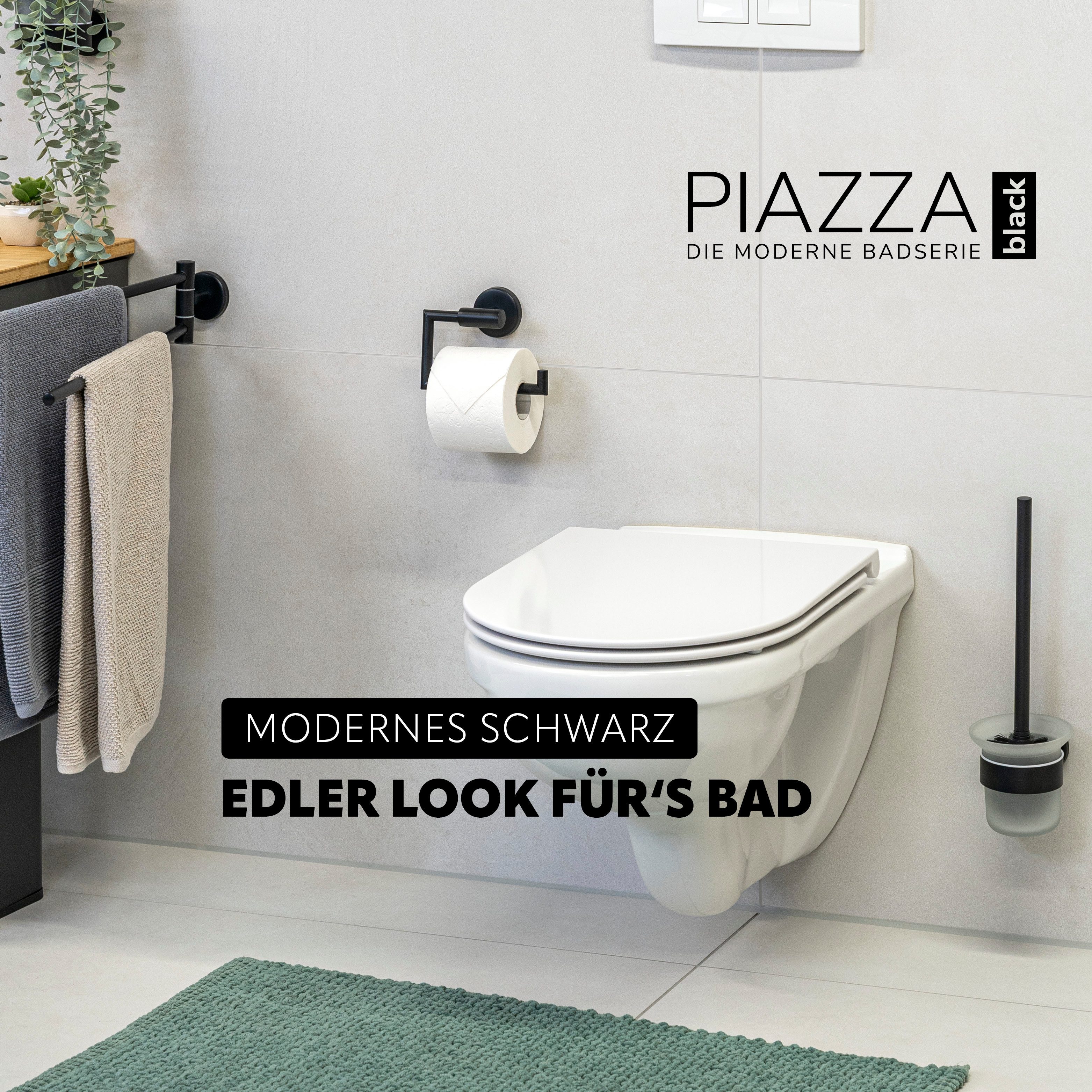 bremermann Toilettenpapierhalter Bad-Serie PIAZZA BLACK - aus Edelstahl mat günstig online kaufen