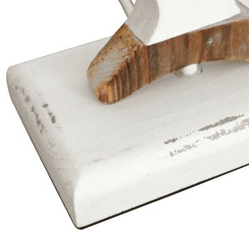 Grafelstein Tischleuchte FISHY weiß braun aus Holz mit Holzfisch maritim