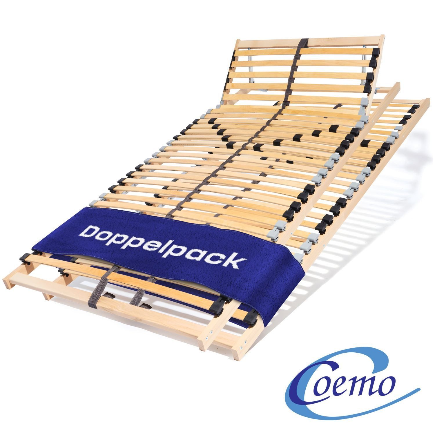 Lattenrost, Coemo, 28 Leisten, Kopfteil manuell verstellbar, Fußteil nicht verstellbar, 90x 200 cm, Doppelpack 2 Stk Partnerset, preisgünstige…