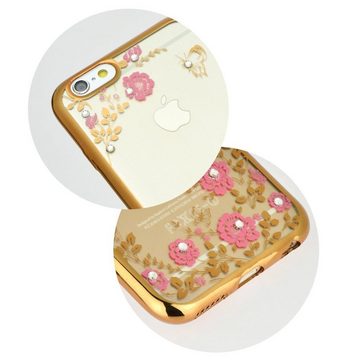 cofi1453 Bumper cofi1453 Glitzer Motiv Hülle Silikon für Mädchen Frauen mit Strass Steinen Luxury Schale Gold kompatibel mit Huawei P30