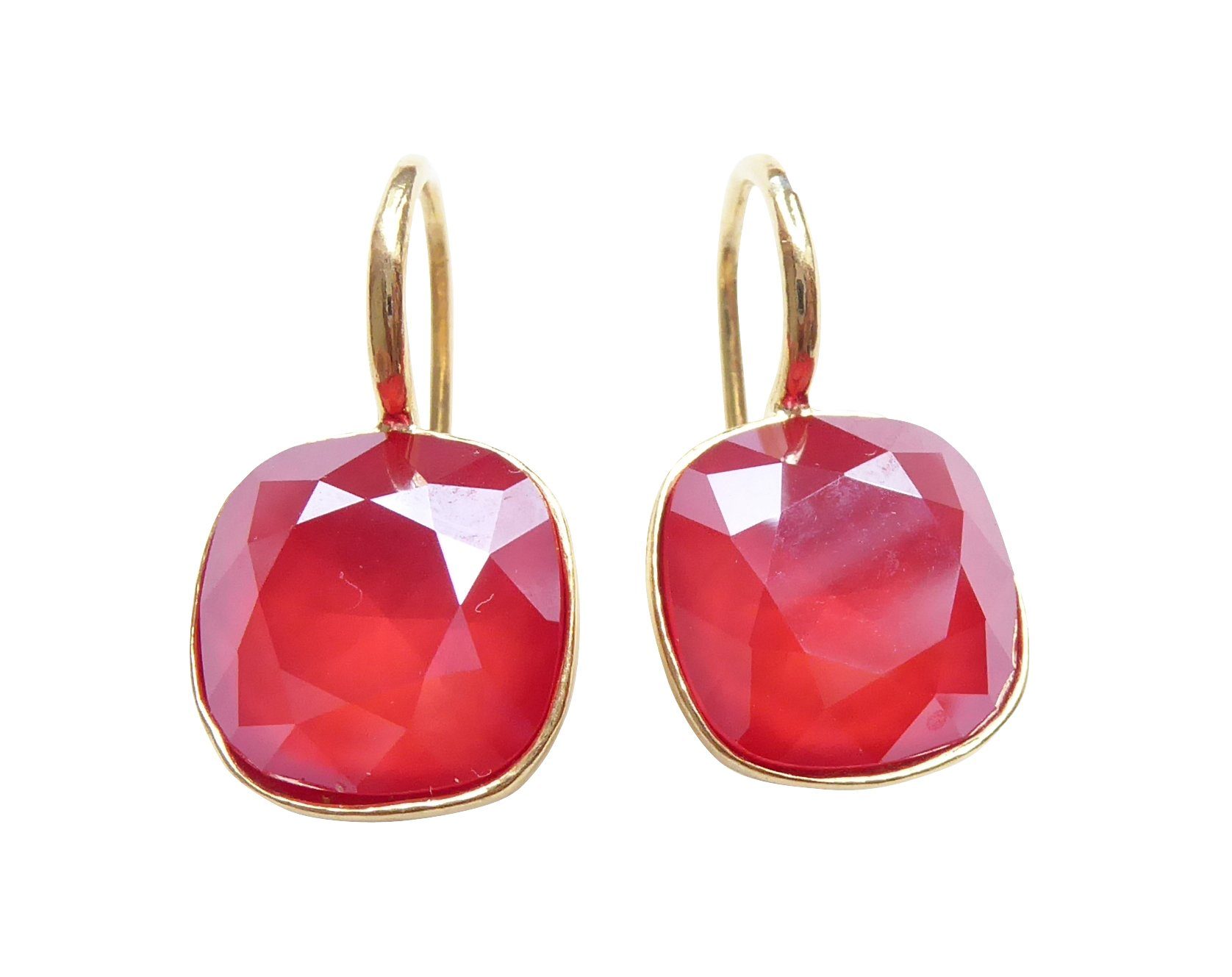 Paar Ohrhänger Rita fuchsia gold platt. schönes Geschenk