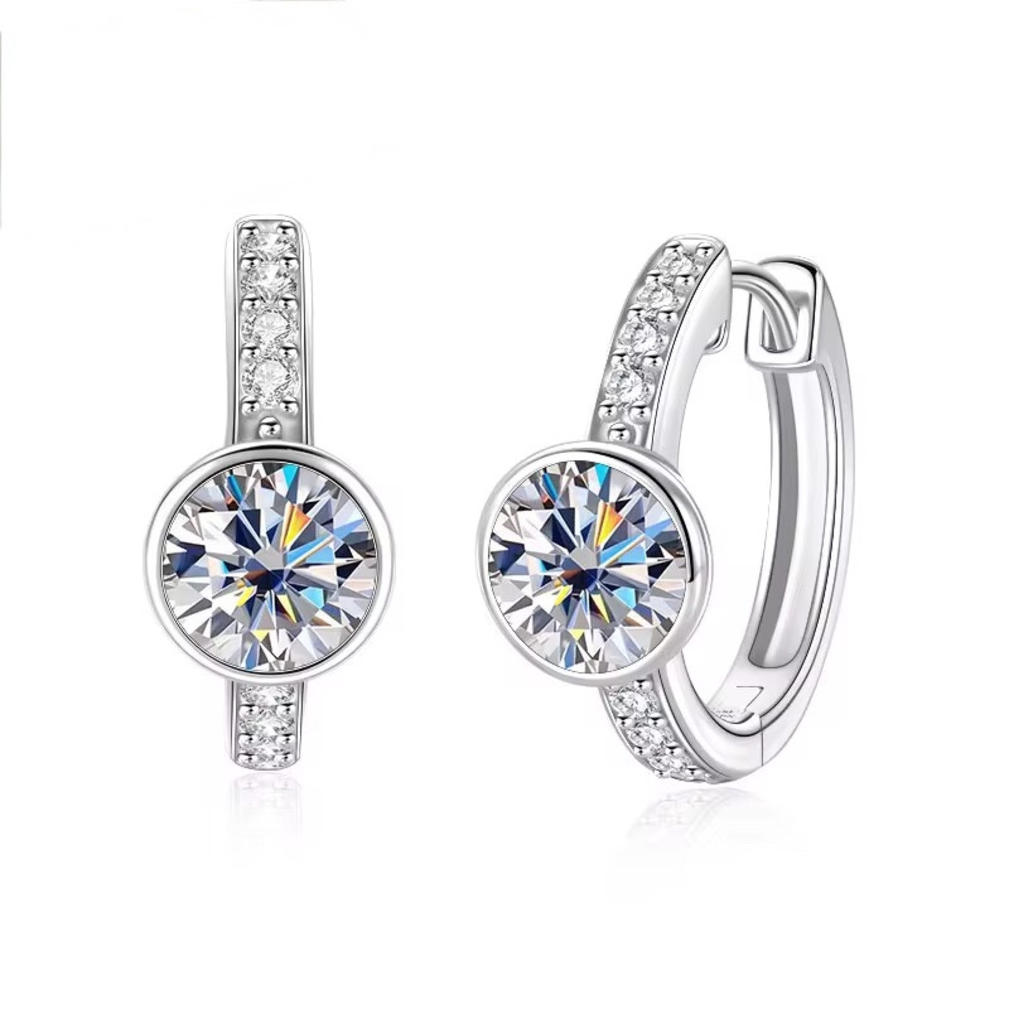 Paar Creolen Funkelnde Moissanit Damen Creolen 925 sterling Silber 18K Gold