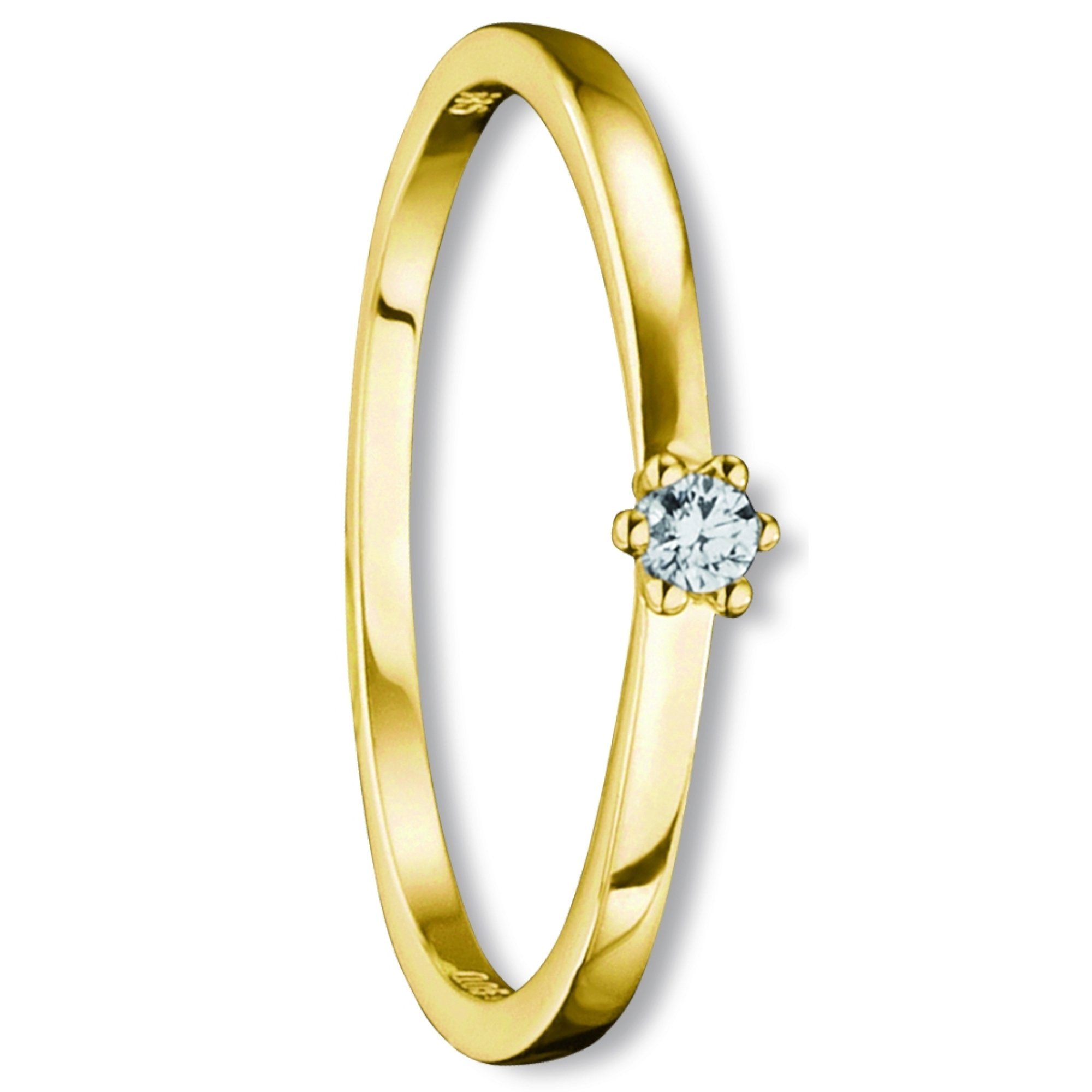 Brillant ONE Diamantring Ring 0.05 Damen 585 Gelbgold, ct Gold aus Schmuck ELEMENT Diamant