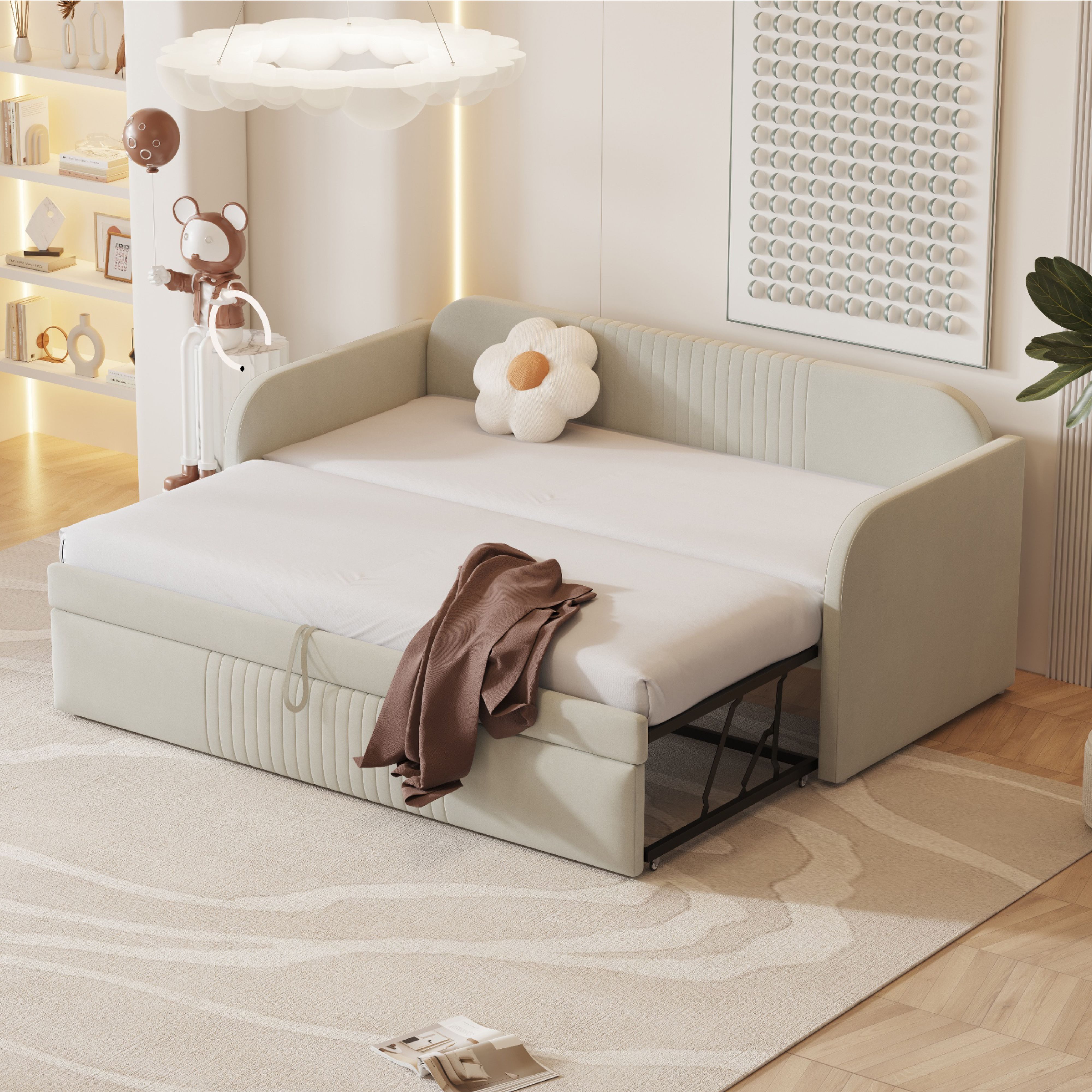 BlingBin Ausziehbett Polsterbett Ausziehbares Schlafsofa 90/180*190 günstig online kaufen