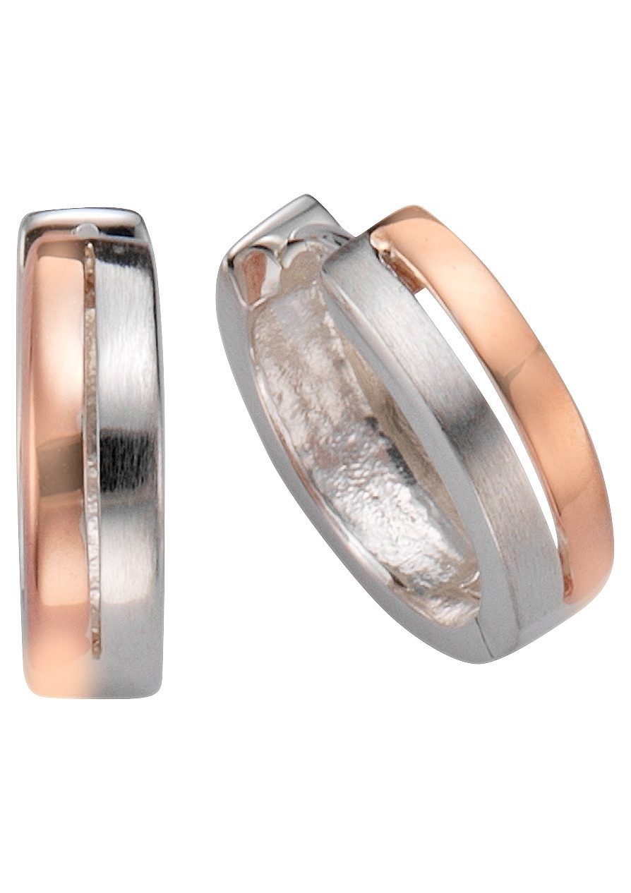 Firetti Paar Creolen Schmuck Geschenk Silber 925 Basic in Bicolor-Optik