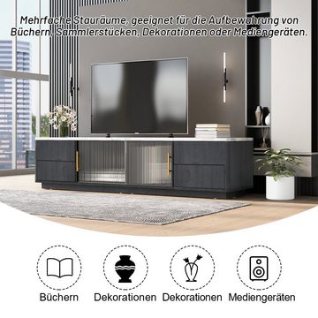 Odikalo TV-Schrank TV Ständer Sideboard marmorierte Schubladen Push-to-Open-Funktion Grau