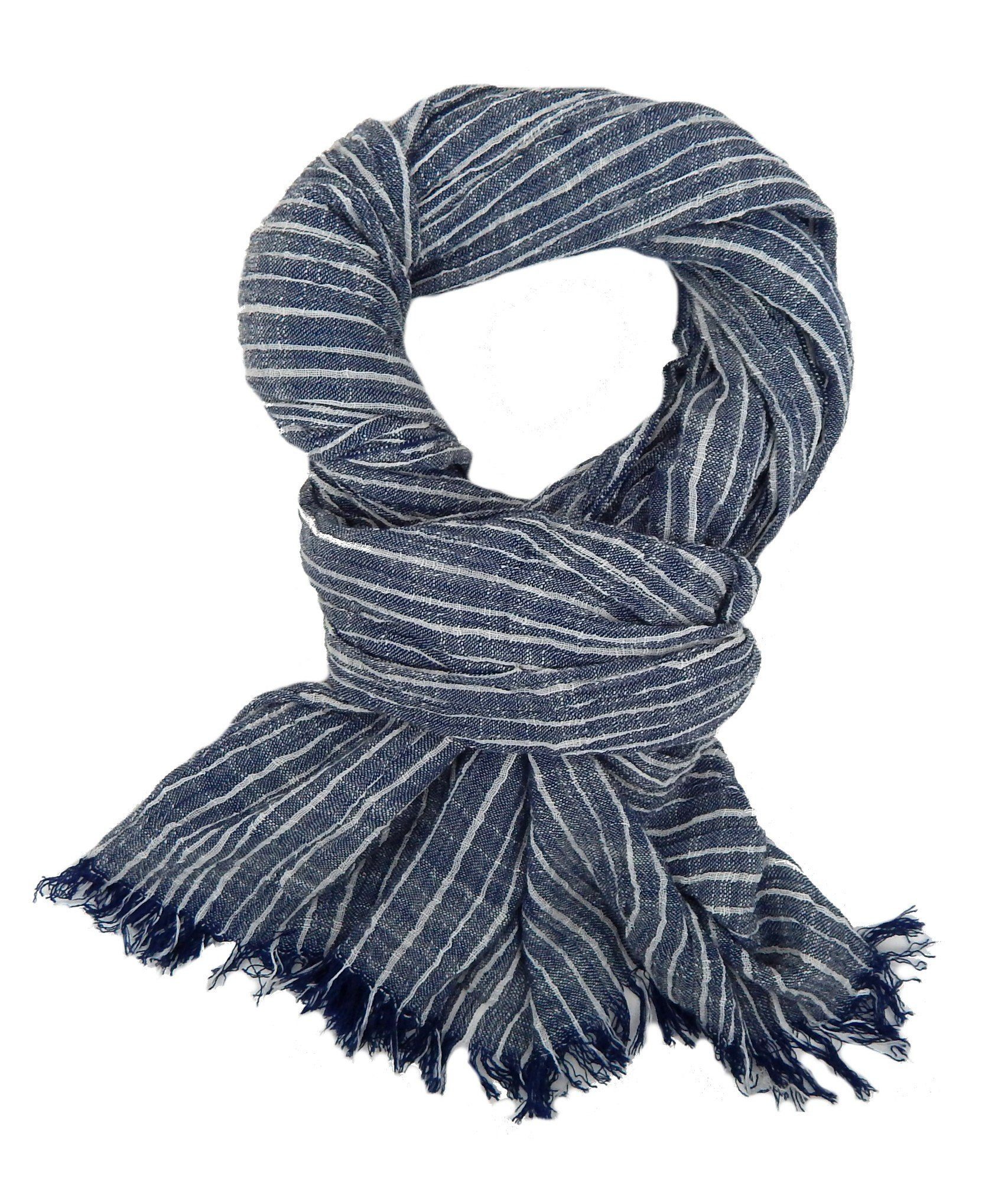 Ella Jonte Modeschal, maritimer Herrenschal gestreift blau oder grau Baumwo günstig online kaufen