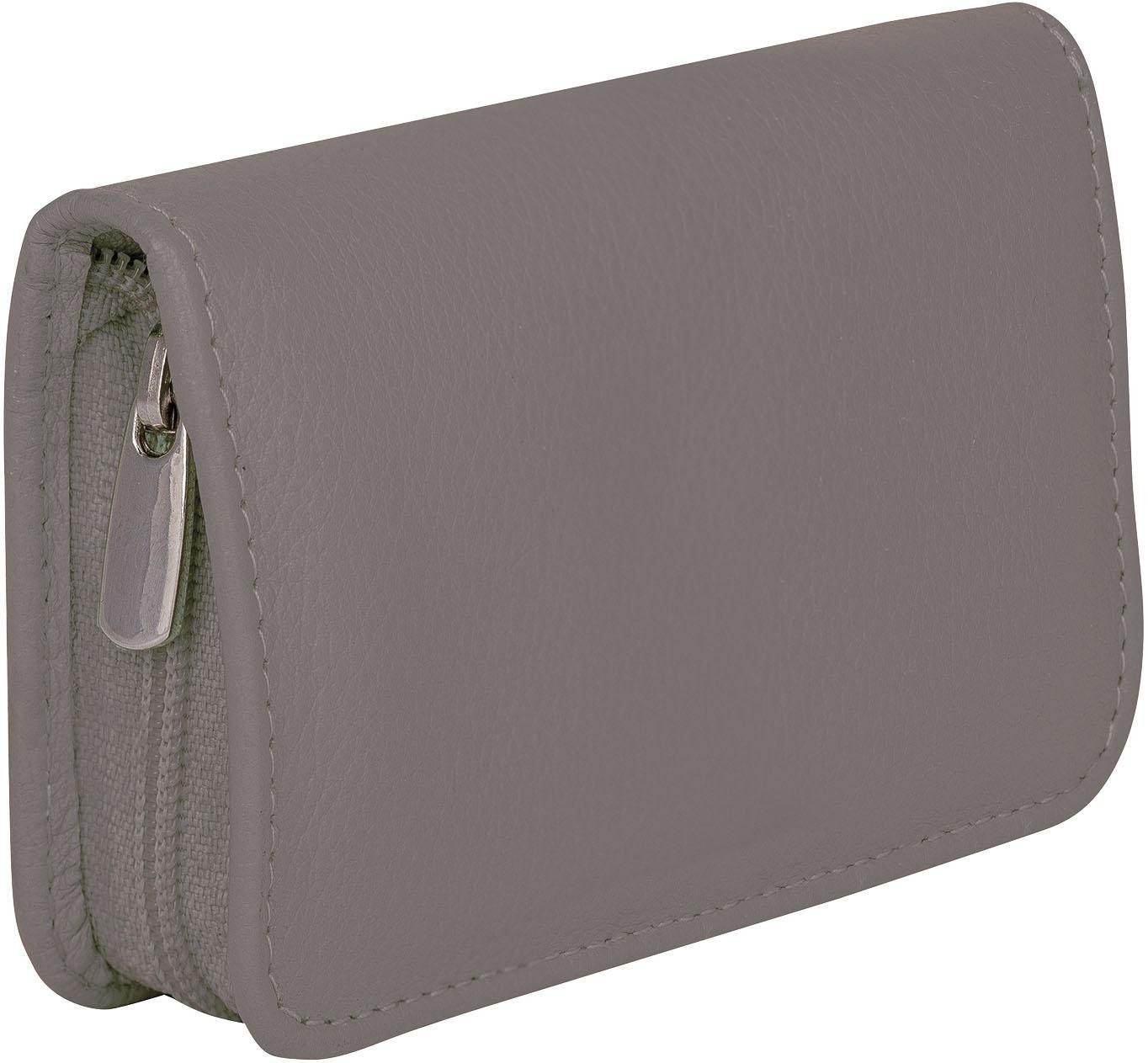 tlg., 5 Lederetui taupe Zippverschluss ERBE mit Maniküre-Etui Siena,