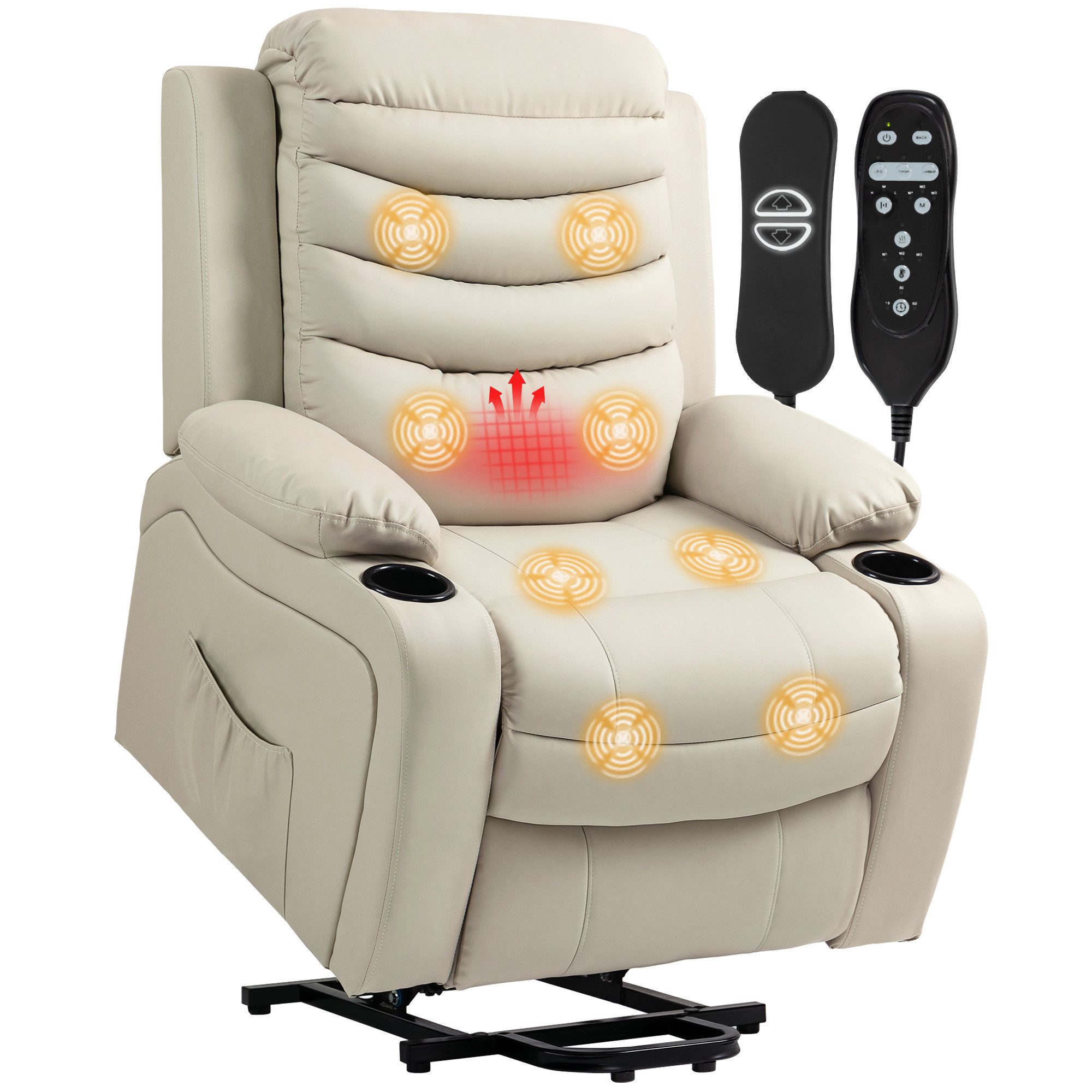 HOMCOM Relaxsessel Elektrisch Massagesessel Liegefunktion (Fernsehsessel, 1-St., TV Sessel), elektrisch verstellbar, Aufstehhilfe, Massagefunktion