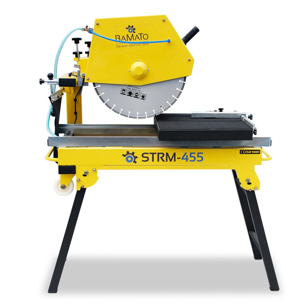 BAMATO Steintrenner STRM-455 Steintrennmaschine 2,2 kW 450mm Diamanttrennscheibe 230V, 45° schwenkbar, 150mm Schnitthöhe, Steinsäge, Kühlung, Fahrwerk – Bild 4 von 5