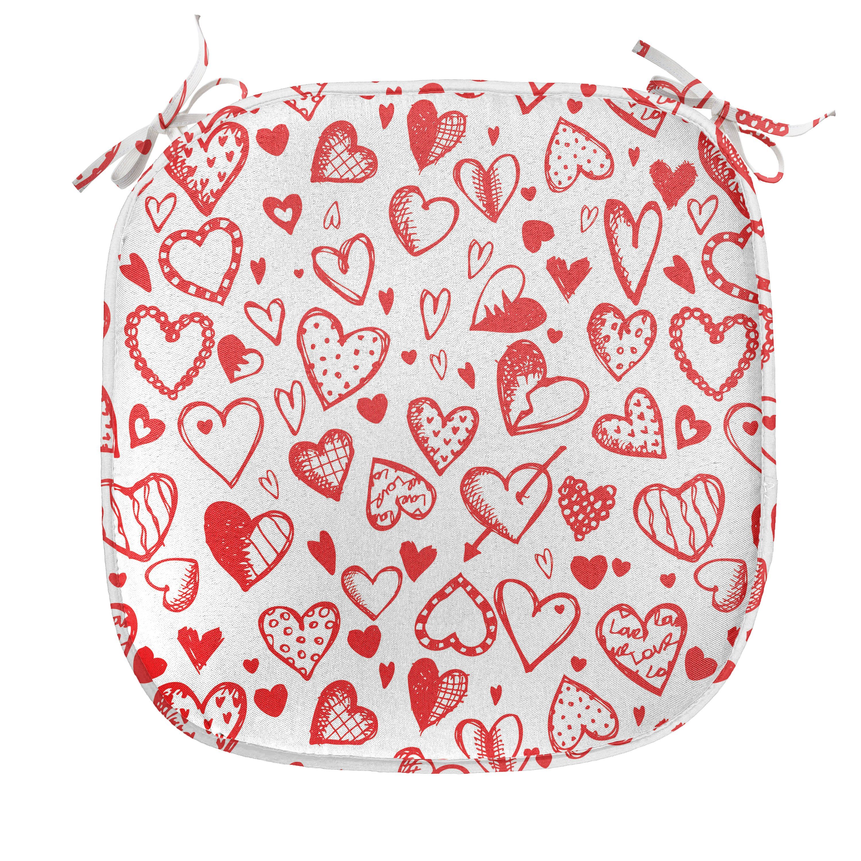 für mit Küchensitze, Kissen wasserfestes Rote und Skizze Stuhlkissen Abakuhaus Riemen Dekoratives Valentines weiße