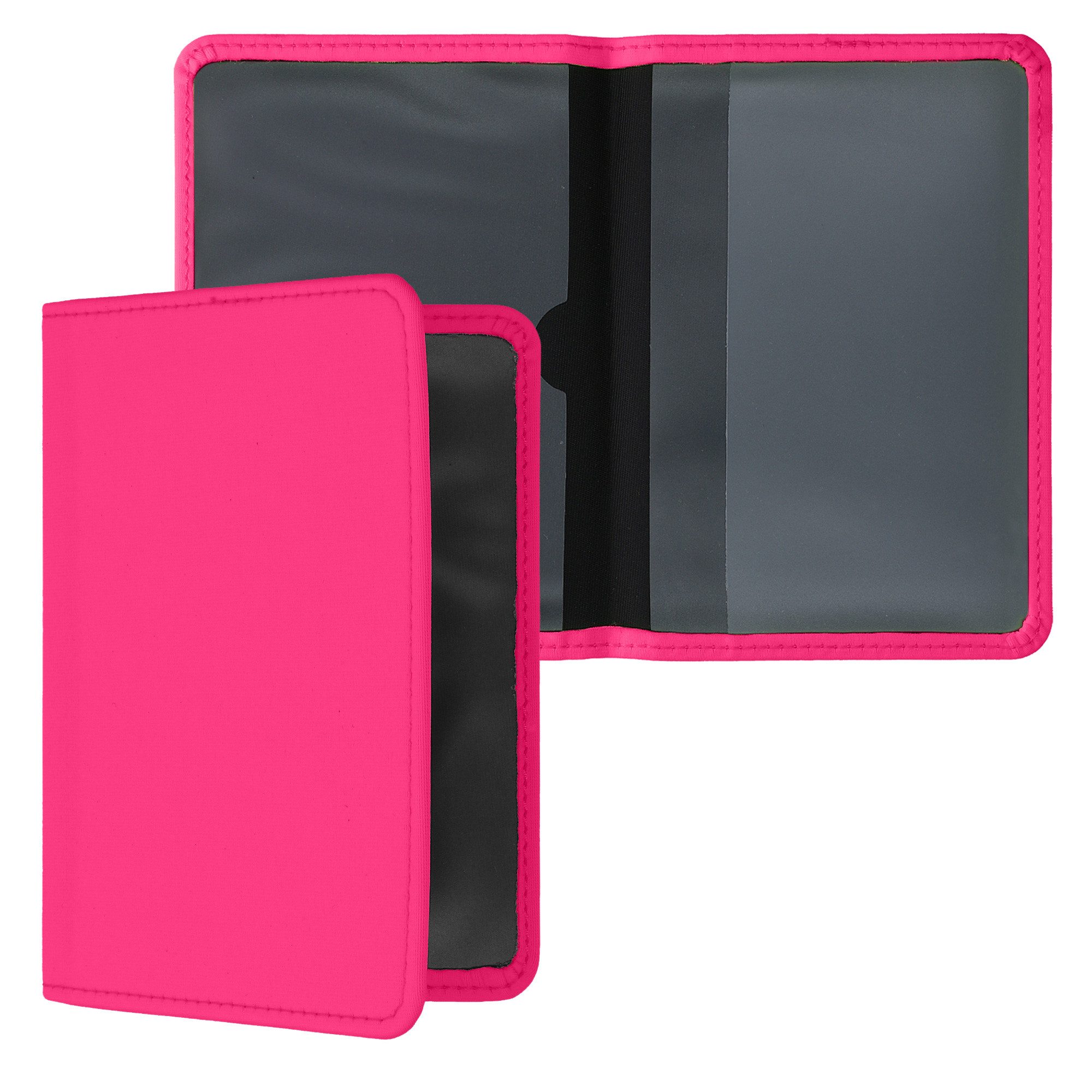 kwmobile Organizer Fahrzeugschein Hülle mit Kartenfächern (1 St), Neopren Etui Tasche für Auto Zulassungsbescheinigung Führerschein Neon