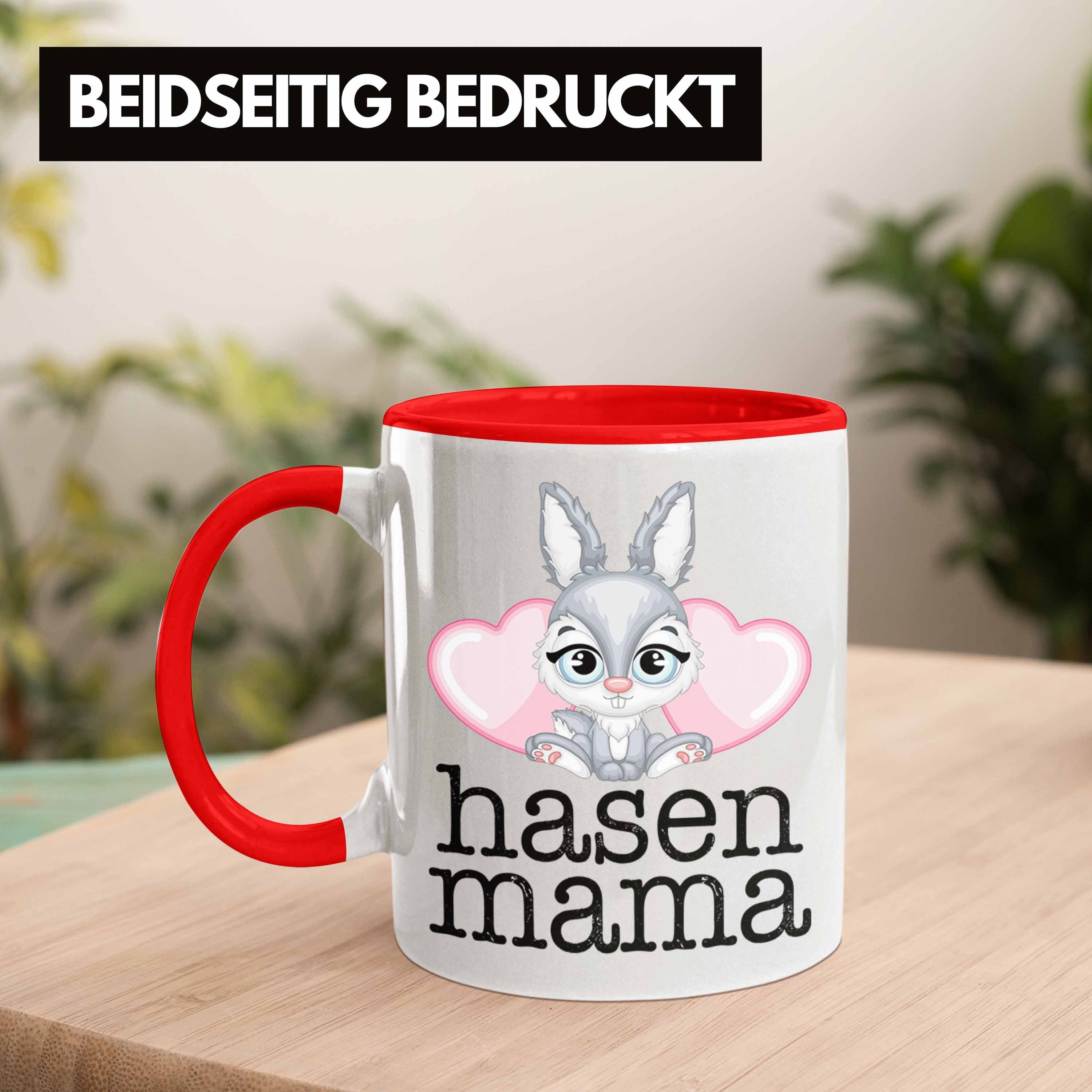 Trendation Tasse Rot Hasen Geschenk Mama Kinder Kaninchen Hasen Tasse Hasen-Besitzer