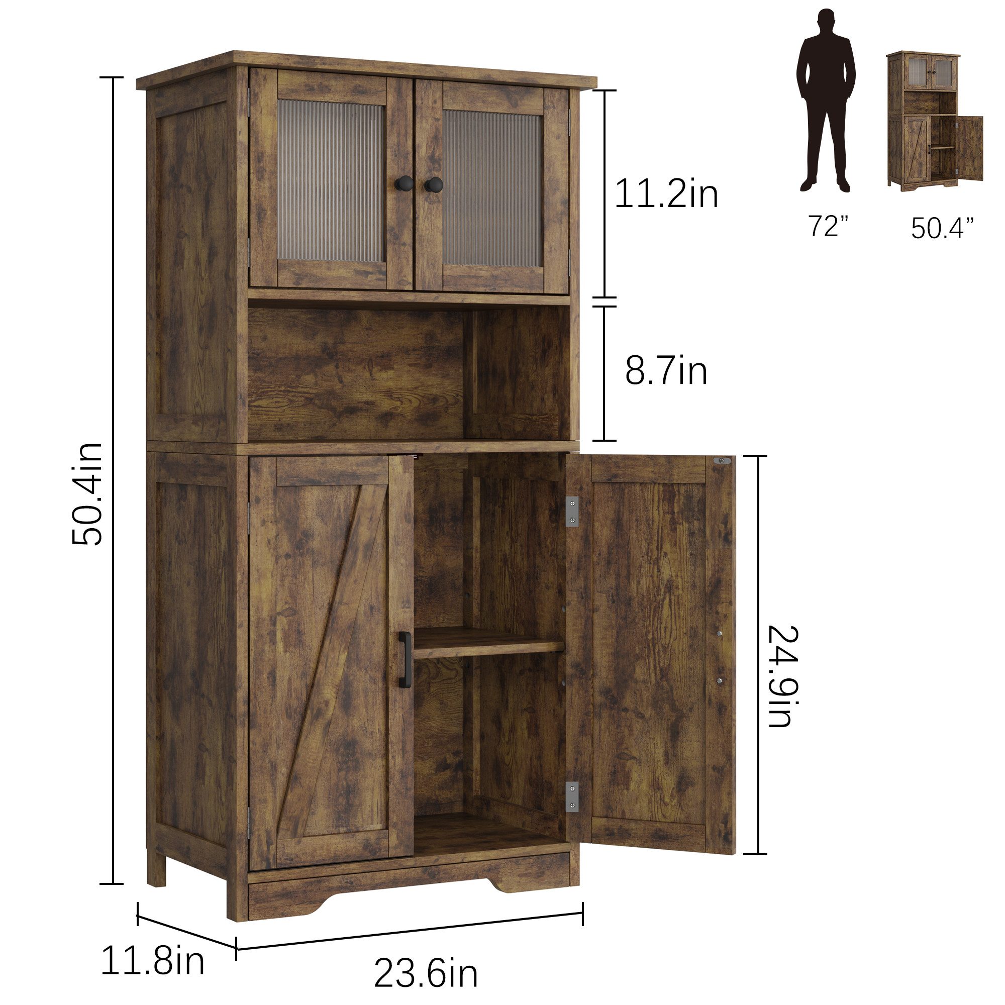 GarveeMore Hochschrank mit 4 Türen,Hochschrank Buffetschrank günstig online kaufen