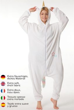 Corimori Partyanzug Erwachsenen Onesie Kostüm in den Größen 150-190cm, Jumpsuit, Pyjama, Fasching, Kigurumi, Tierkostüme, Einhorn "Mia"