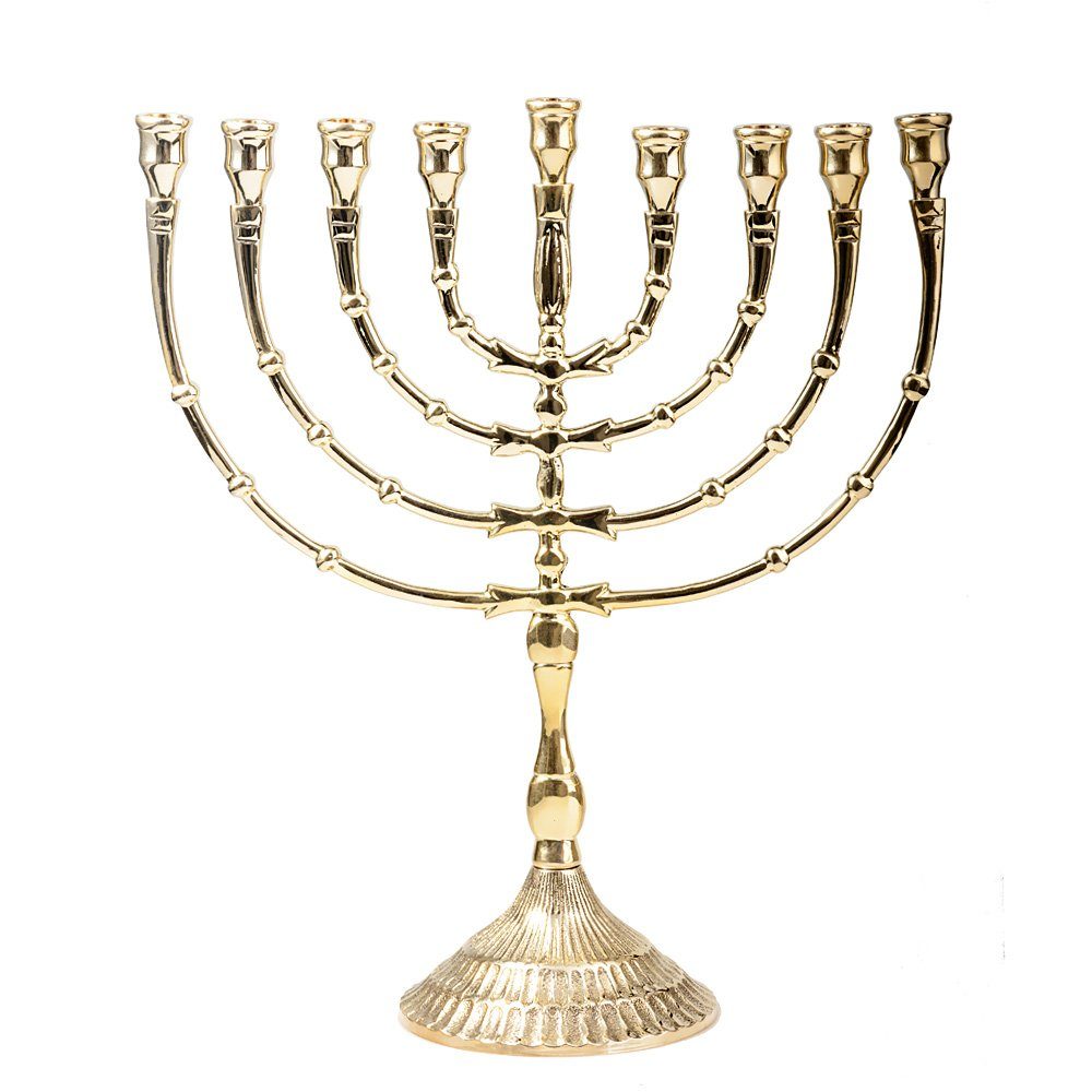NKlaus Kandelaber 32cm Hanukkah Menorah Kerzenleuchter Groß Gold 9er günstig online kaufen