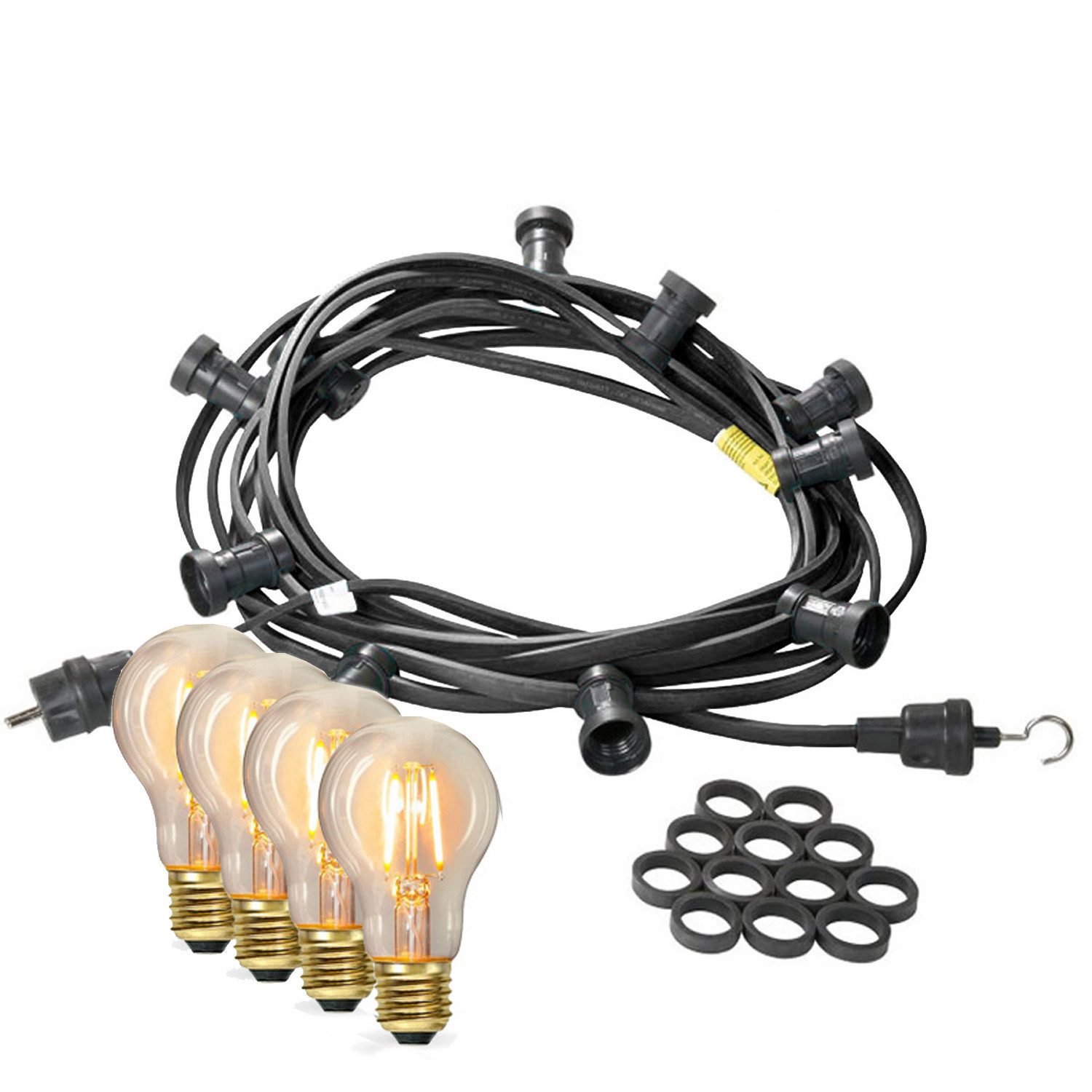 SPICELITE LED-Lichterkette Illu- Party Garten Außenlichterkette 40m 60xLED Filament Glühbirne, 50-flammig