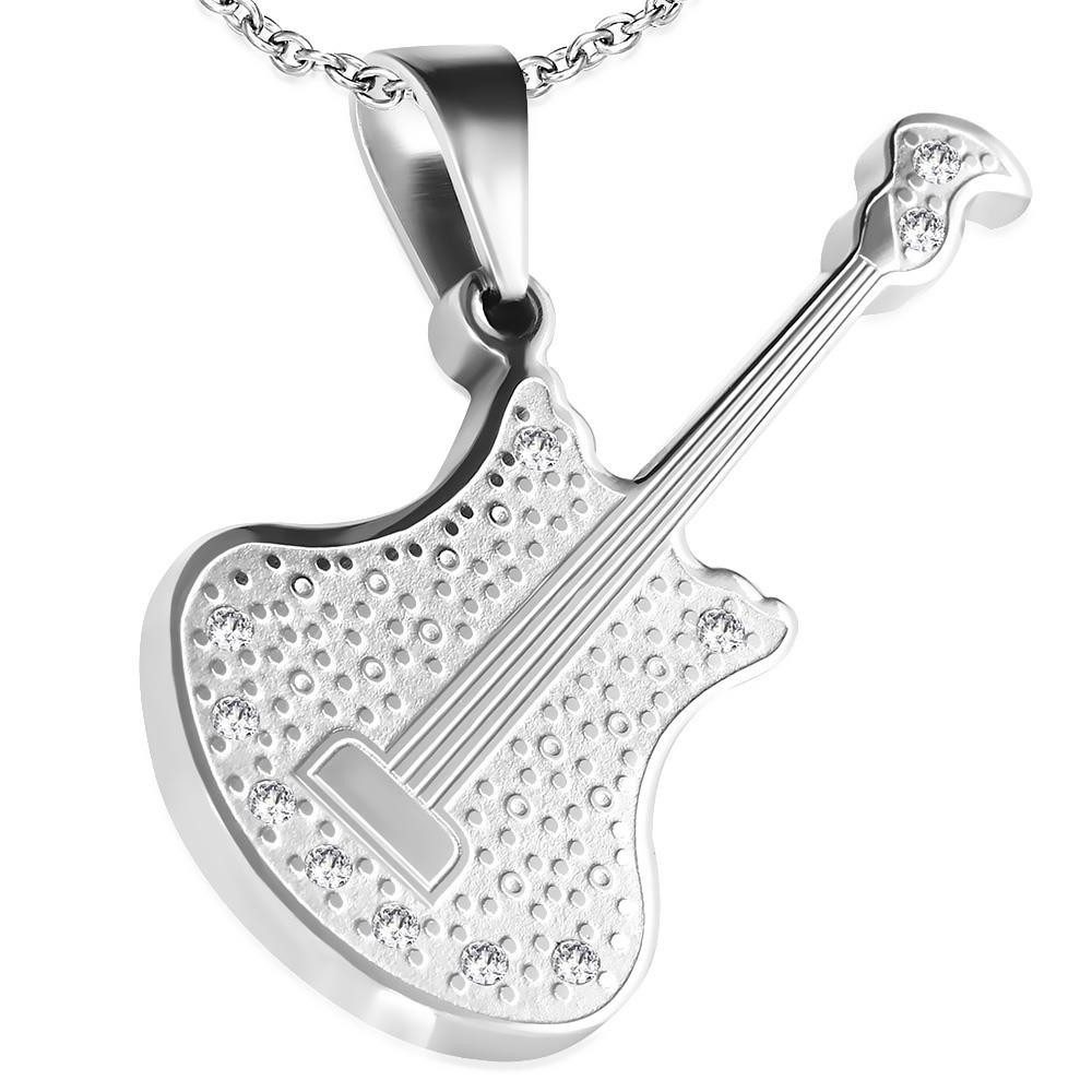 Kettenanhänger Anhänger Akustik Gitarre Silber aus Edelstahl Unisex
