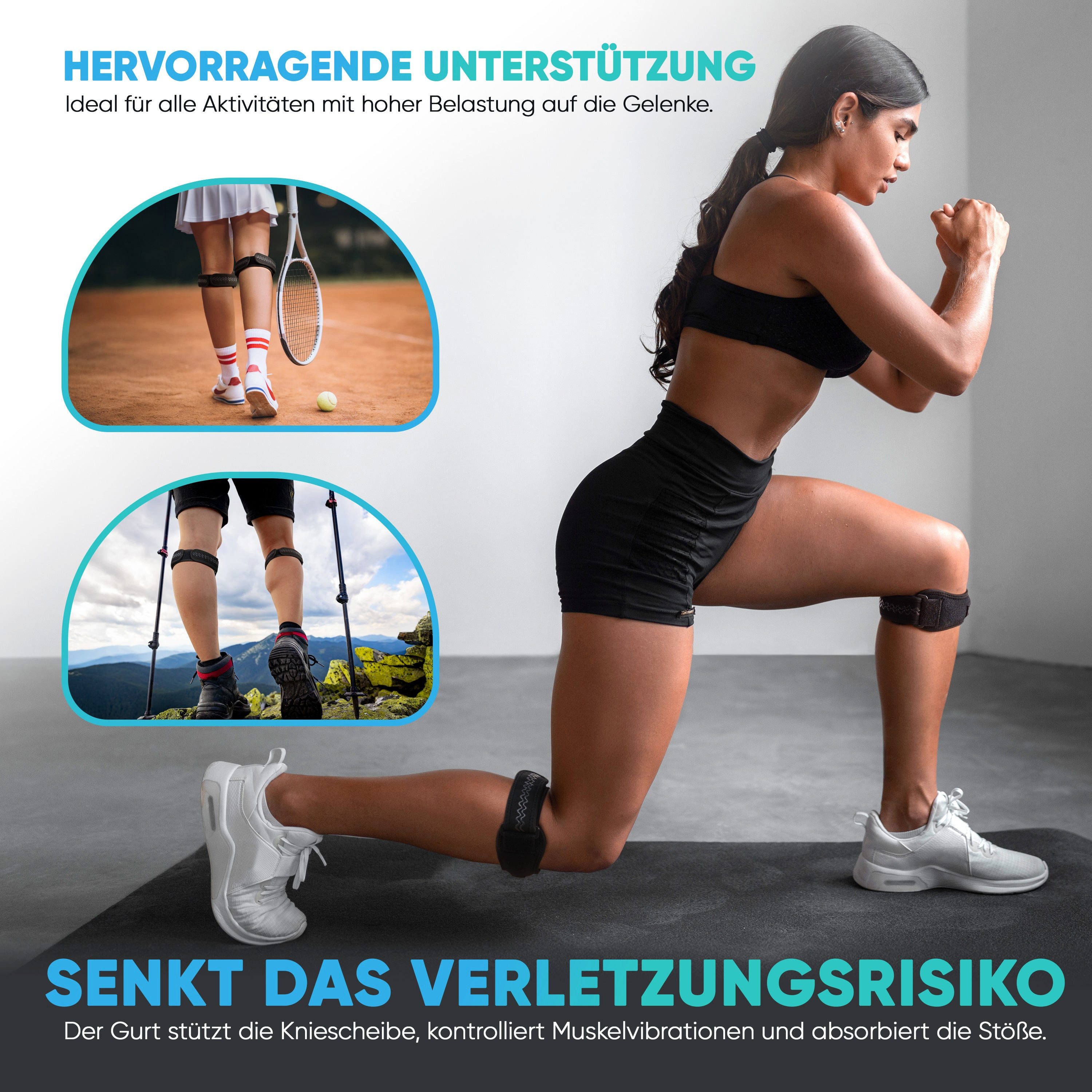 Health Press Kniebandage Patellasehnen-Kniebandage, Dermatologisch getestet