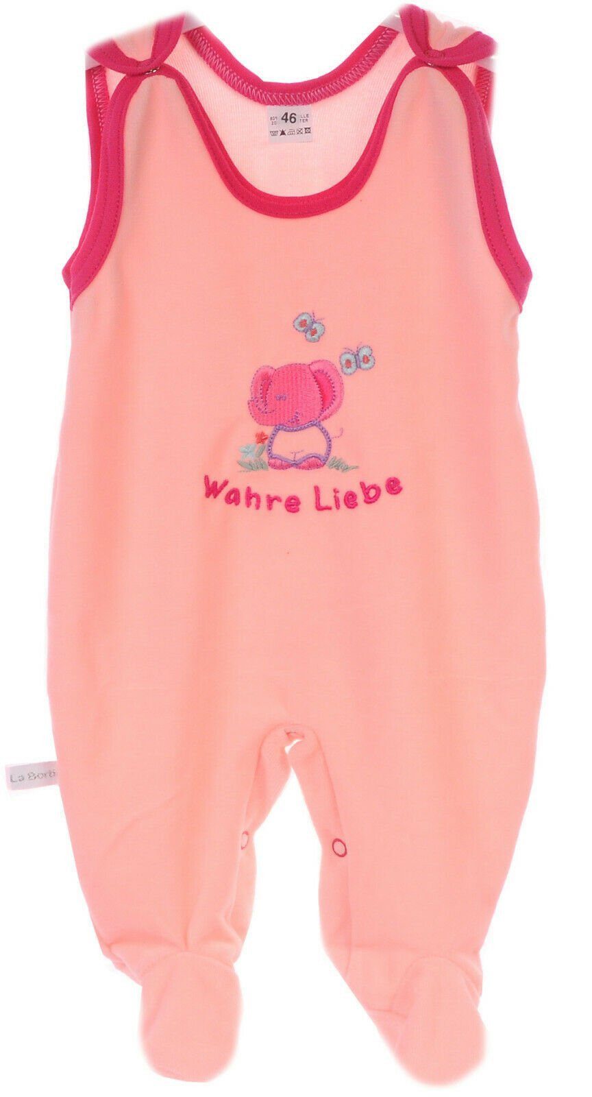 La Bortini Strampler Baby Einteiler aus Velours mit Elefant kuschelig weich, 50 56 62 68 74
