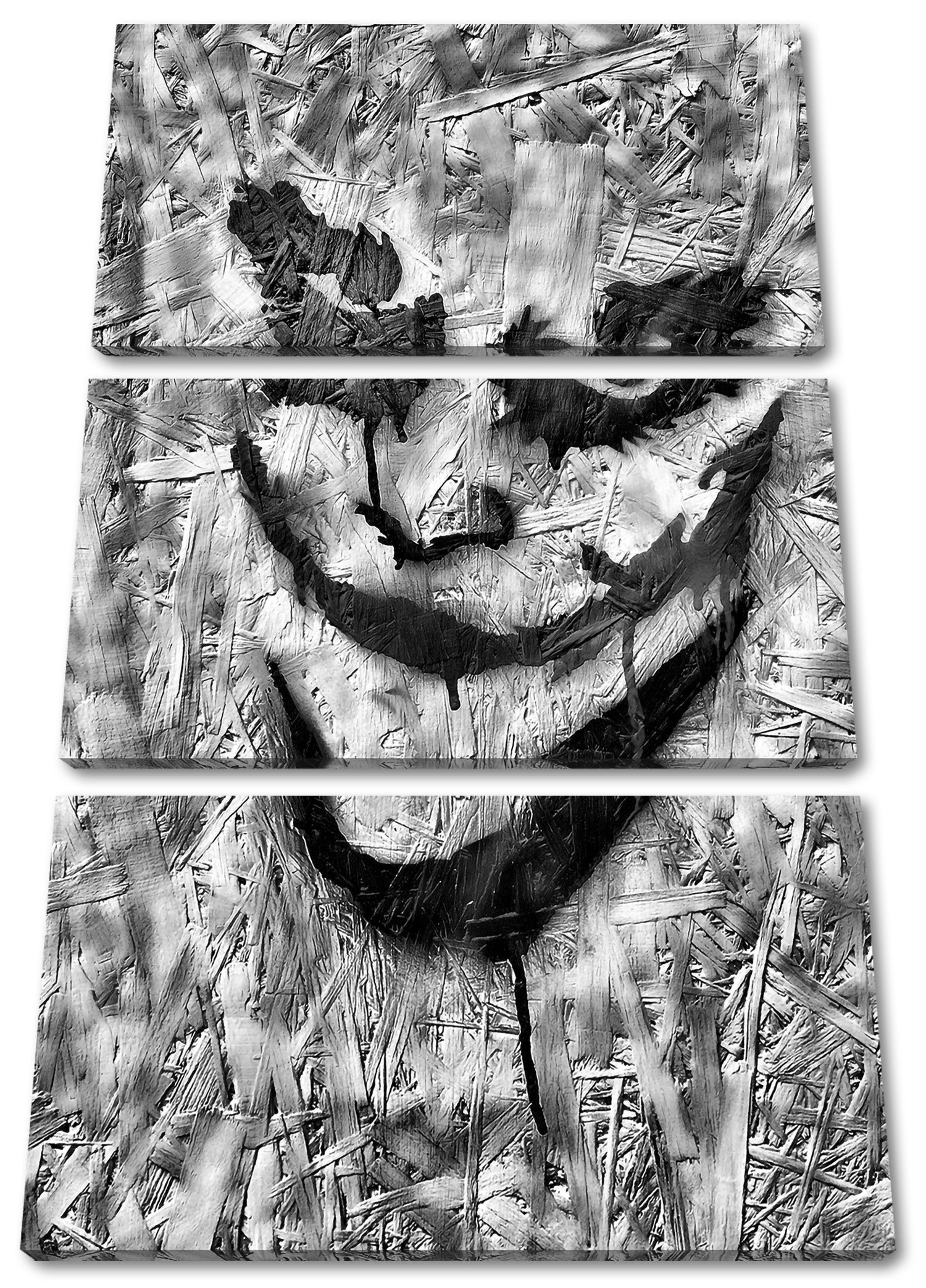 Pixxprint Leinwandbild Böser Clown Gesicht, Böser Clown Gesicht 3Teiler (120x80cm) (1 St), Leinwandbild fertig bespannt, inkl. Zackenaufhänger