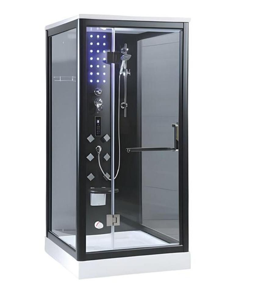 JVmoebel Eckdusche Multifunktionsdusche aus Acryl und Glas mit LED-Beleuchtung, BxT: 90x120 cm, Sicherheitsglas, 1-tlg., Made in Europe