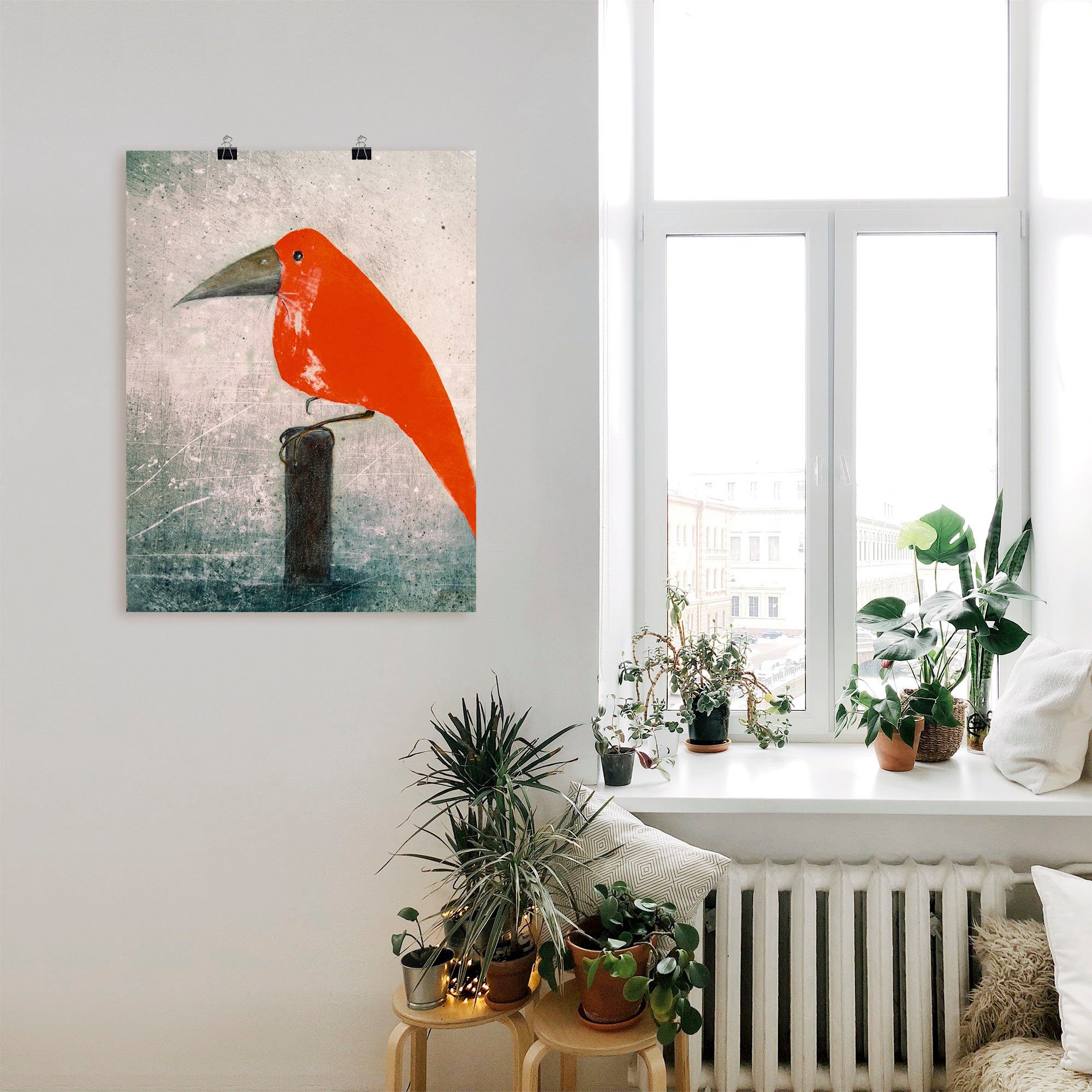 Artland Wandbild Der Rote Vogel, Vögel (1 St), als Leinwandbild, Poster in verschied. Größen