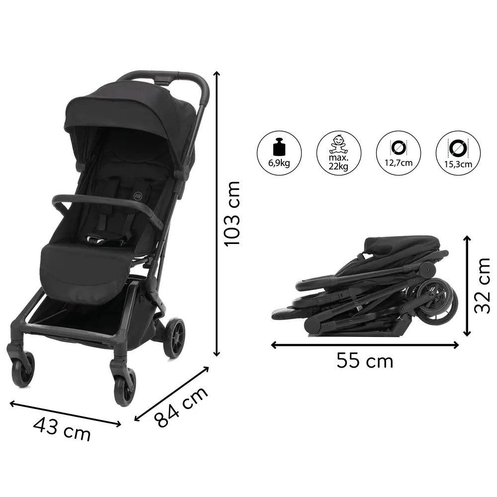 Fillikid Kombi-Kinderwagen Fill Reisebuggy Avero schwarz