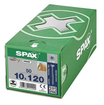 SPAX Spanplattenschraube Holzbauschraube, (Stahl weiß verzinkt, 50 St), 10x120 mm