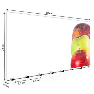 Primedeco Garderobenpaneel Magnetwand und Memoboard aus Glas Dreierlei Äpfel
