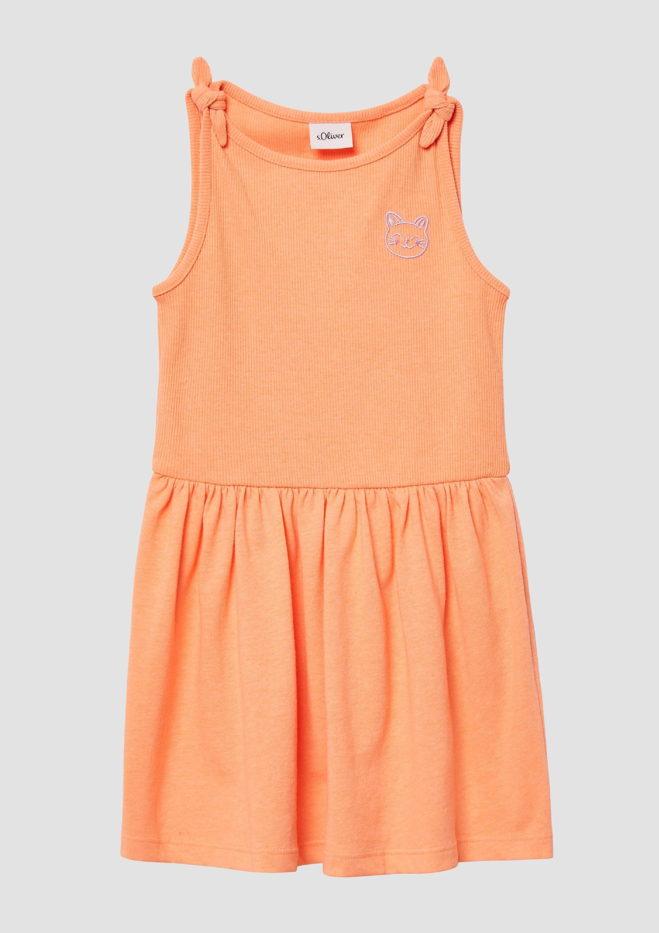 s.Oliver Minikleid Kleid Ausgestelltes Kleid mit Knotendetail und Stickerei