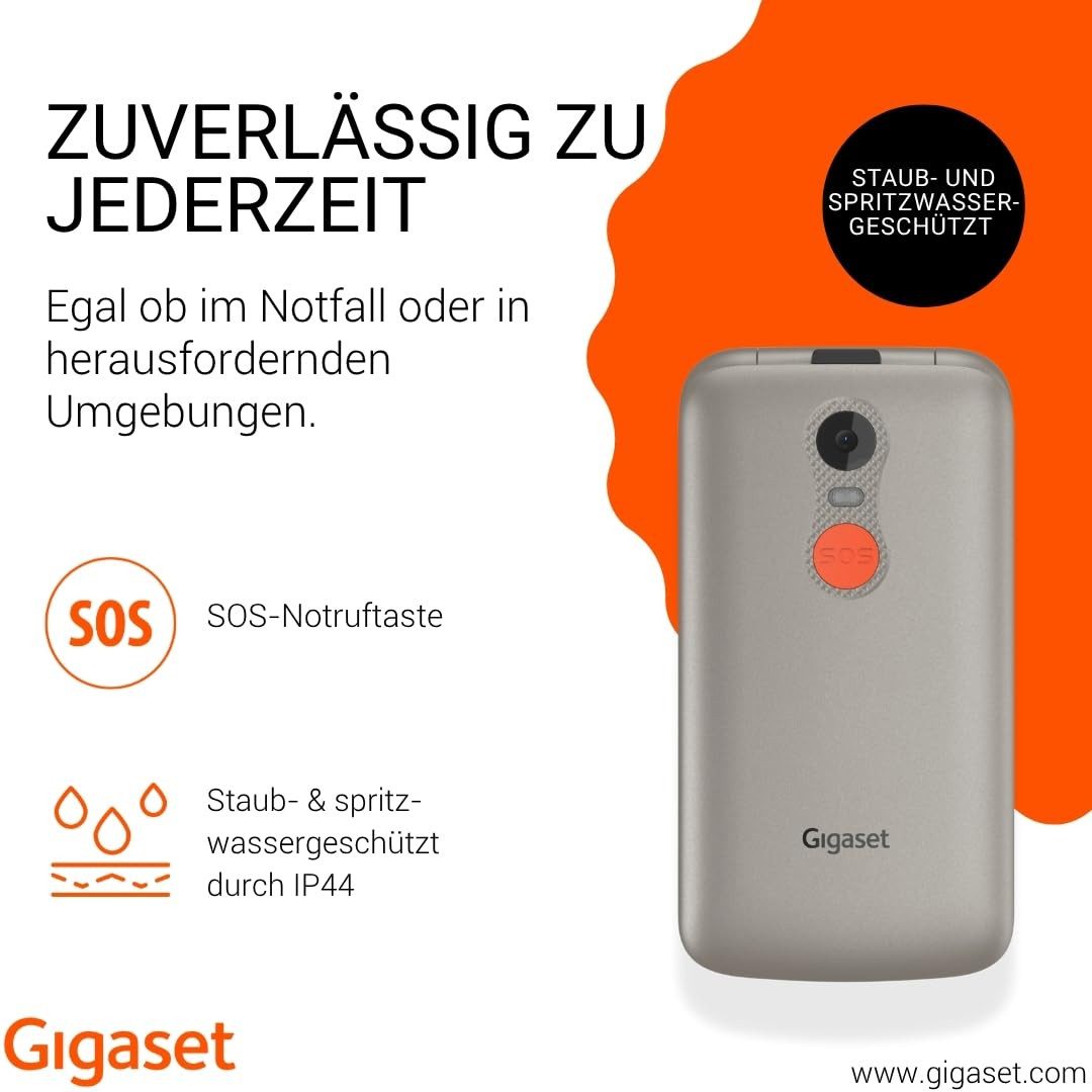 Gigaset GL 595 Titanium Seniorenhandy (Seniorenhandy mit großem Display, SOS-Taste & einfacher Bedienung)