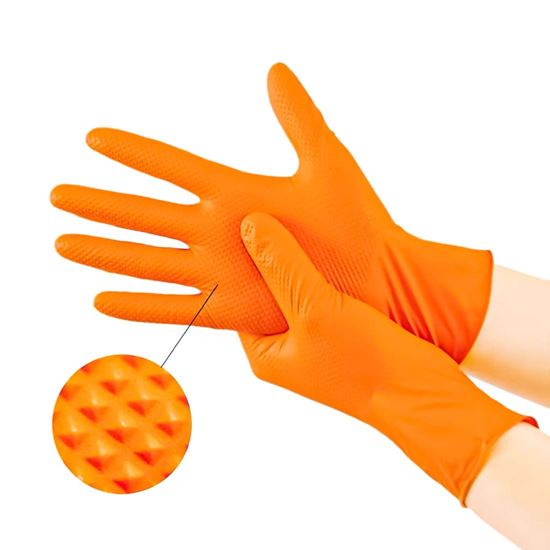 Ulith Einweghandschuhe Edge Grip Nitril Einweghandschuhe Größe XXL orange (Set, 50-St., 50er) Diamantstruktur puderfrei NBR Arbeitshandschuhe Werkstatt
